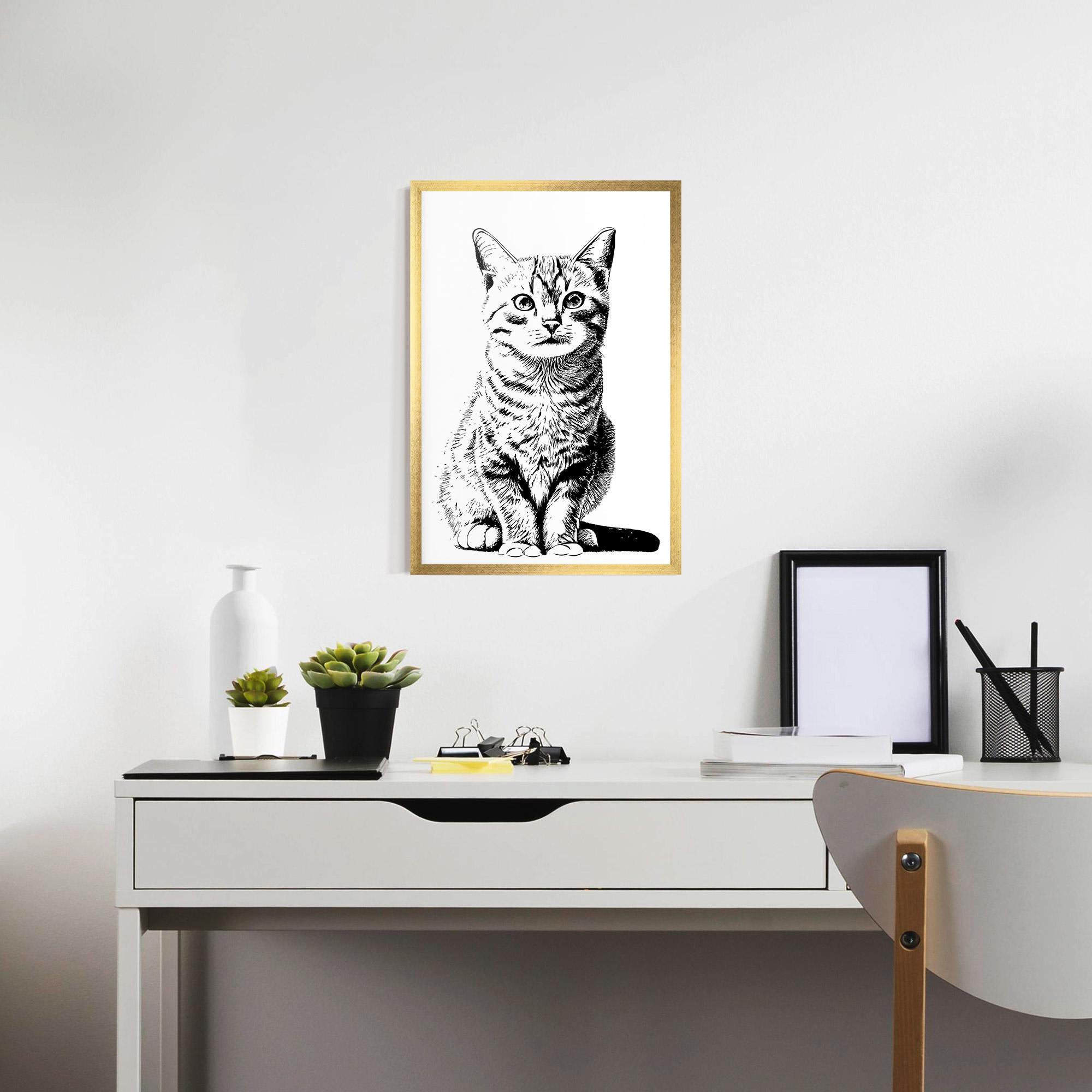Keretezett Poszter Hand Drawn Cat mockup 7