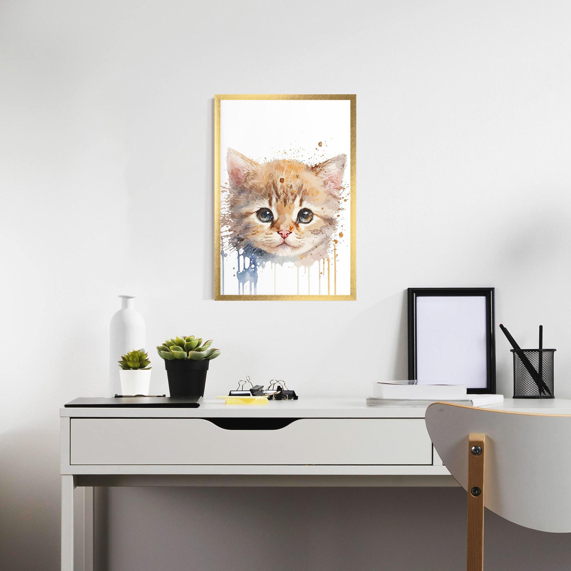 Keretezett Poszter Watercolor Animal Cat mockup 7