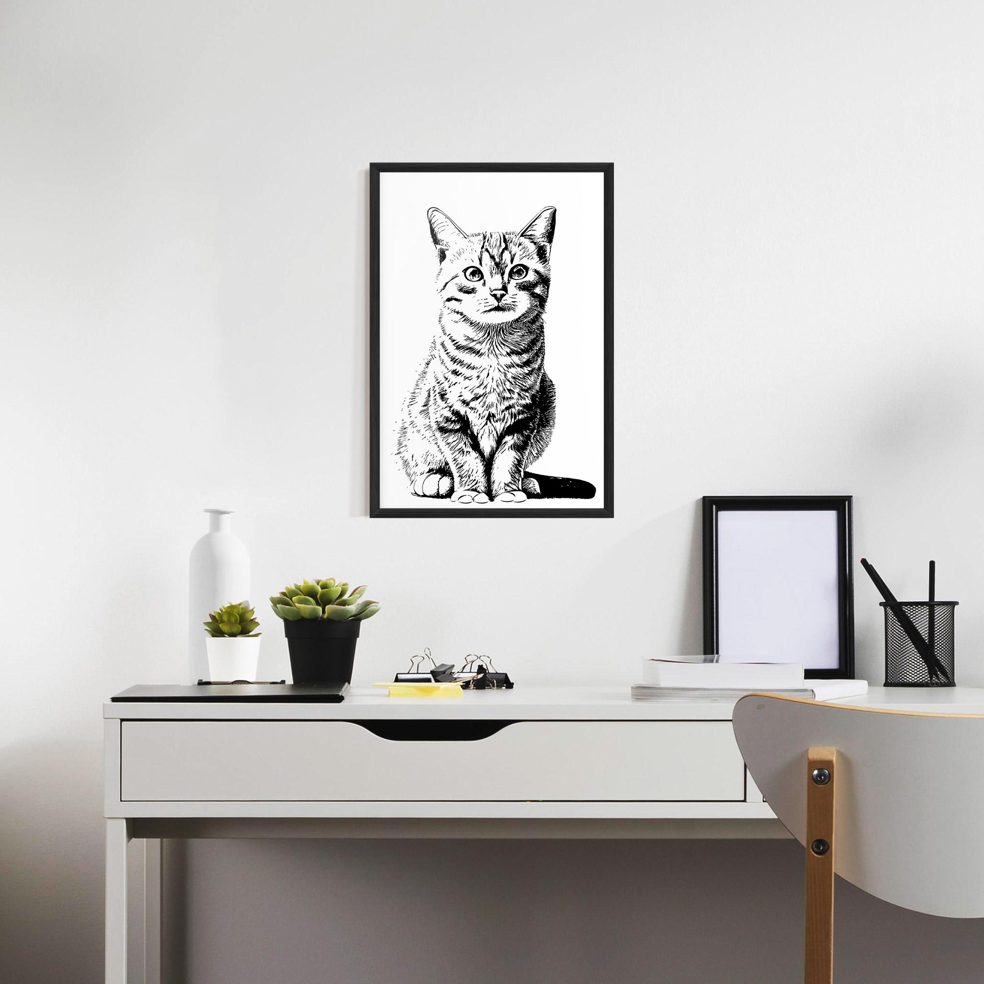 Keretezett Poszter Hand Drawn Cat mockup 7