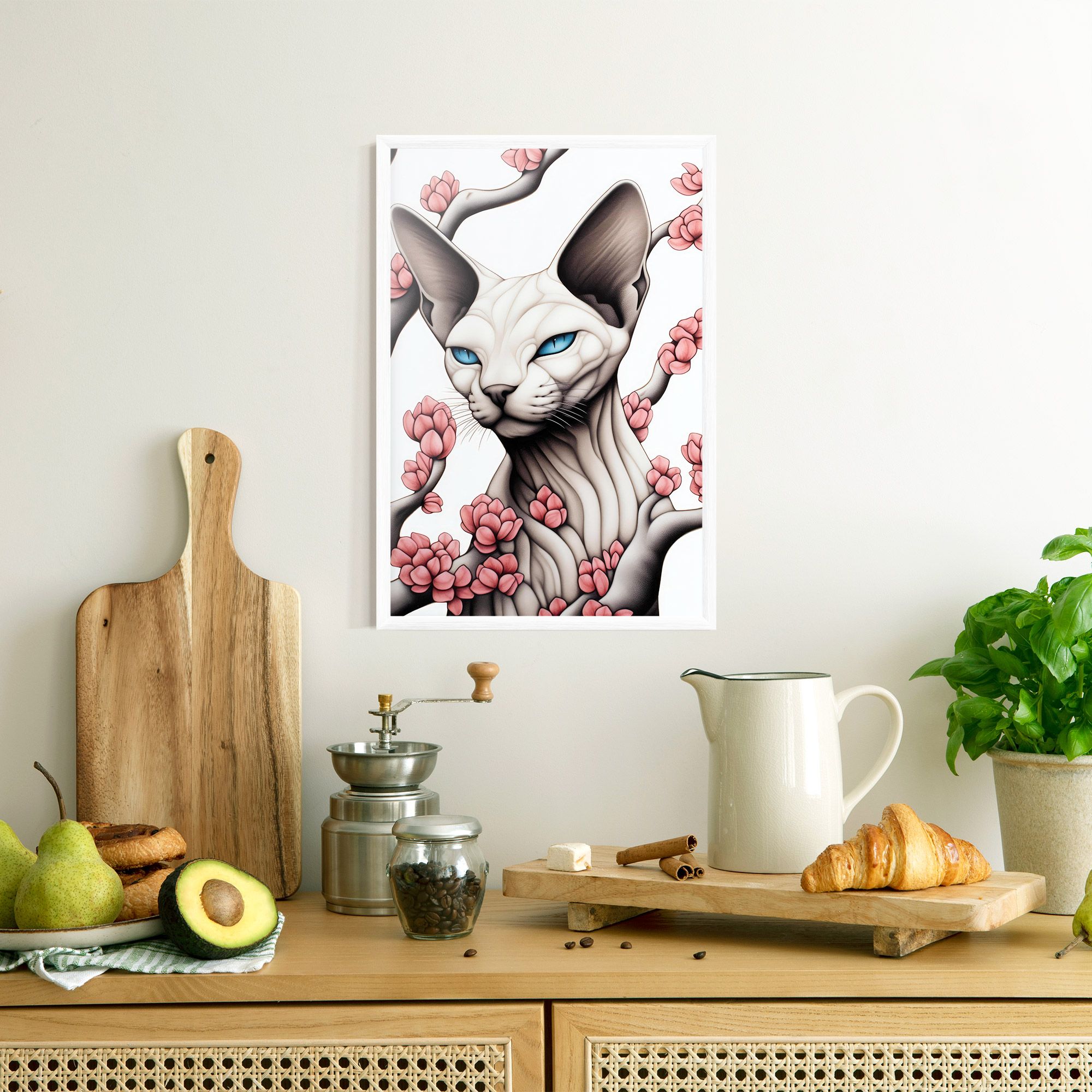 Blue Eyes Cat Drawing mockup 8