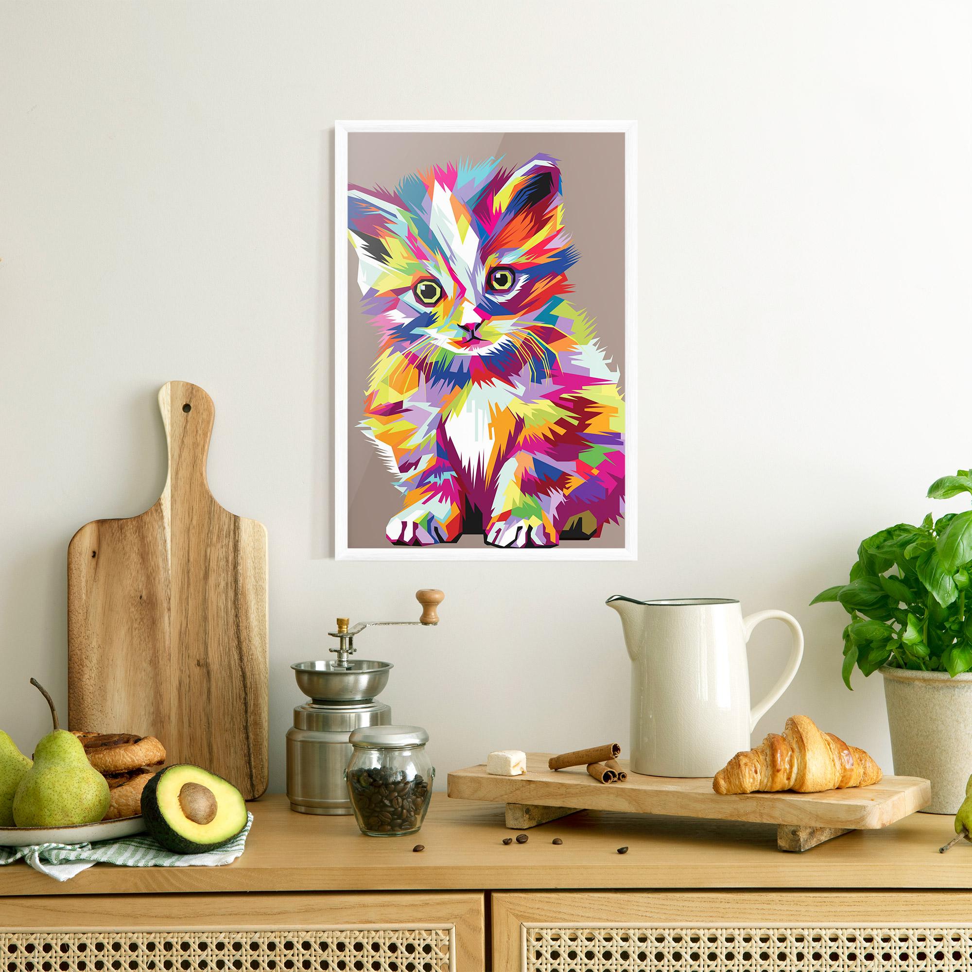 Keretezett Poszter Colorful Cat mockup 8