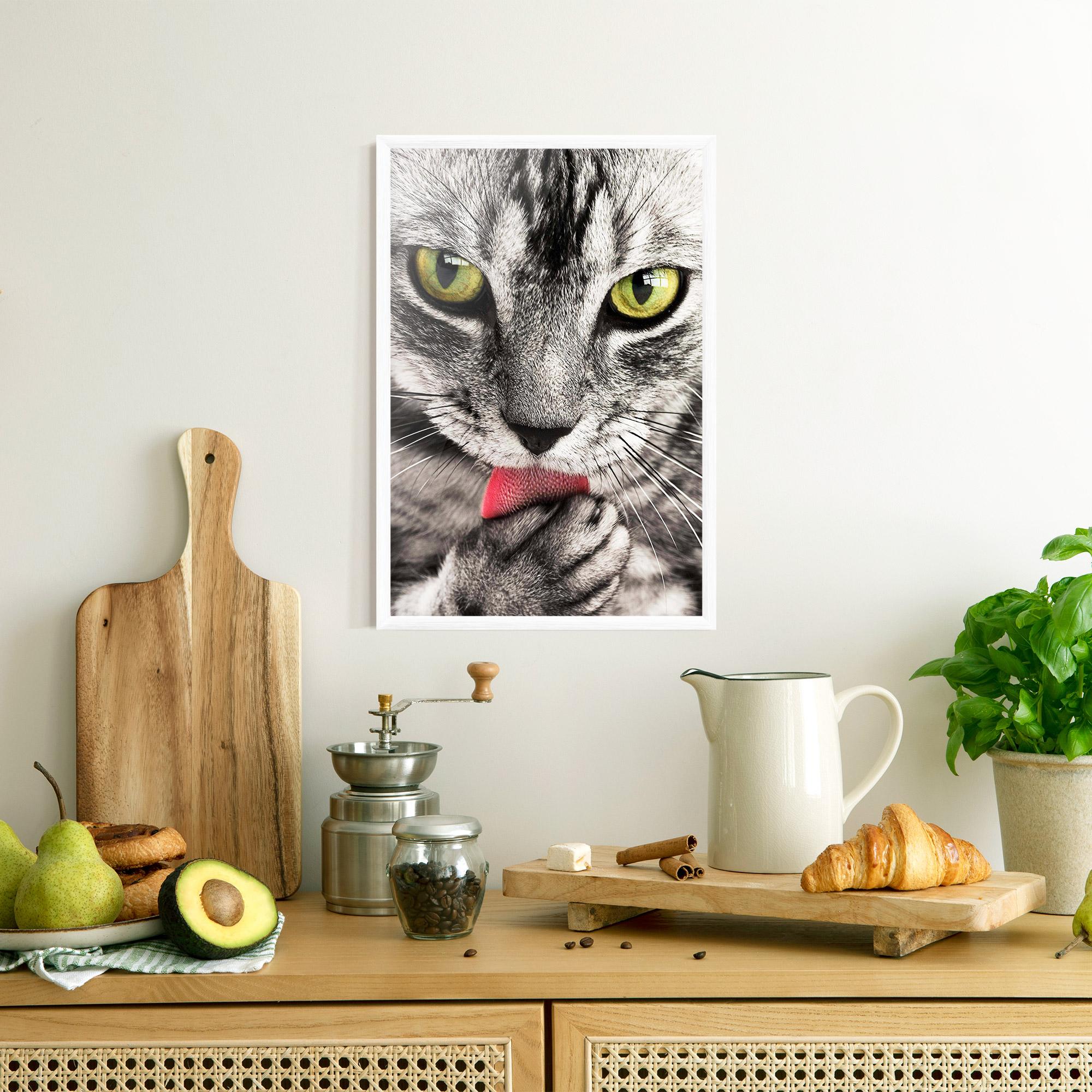 Keretezett Poszter Green Eyes Close Up Cat mockup 8