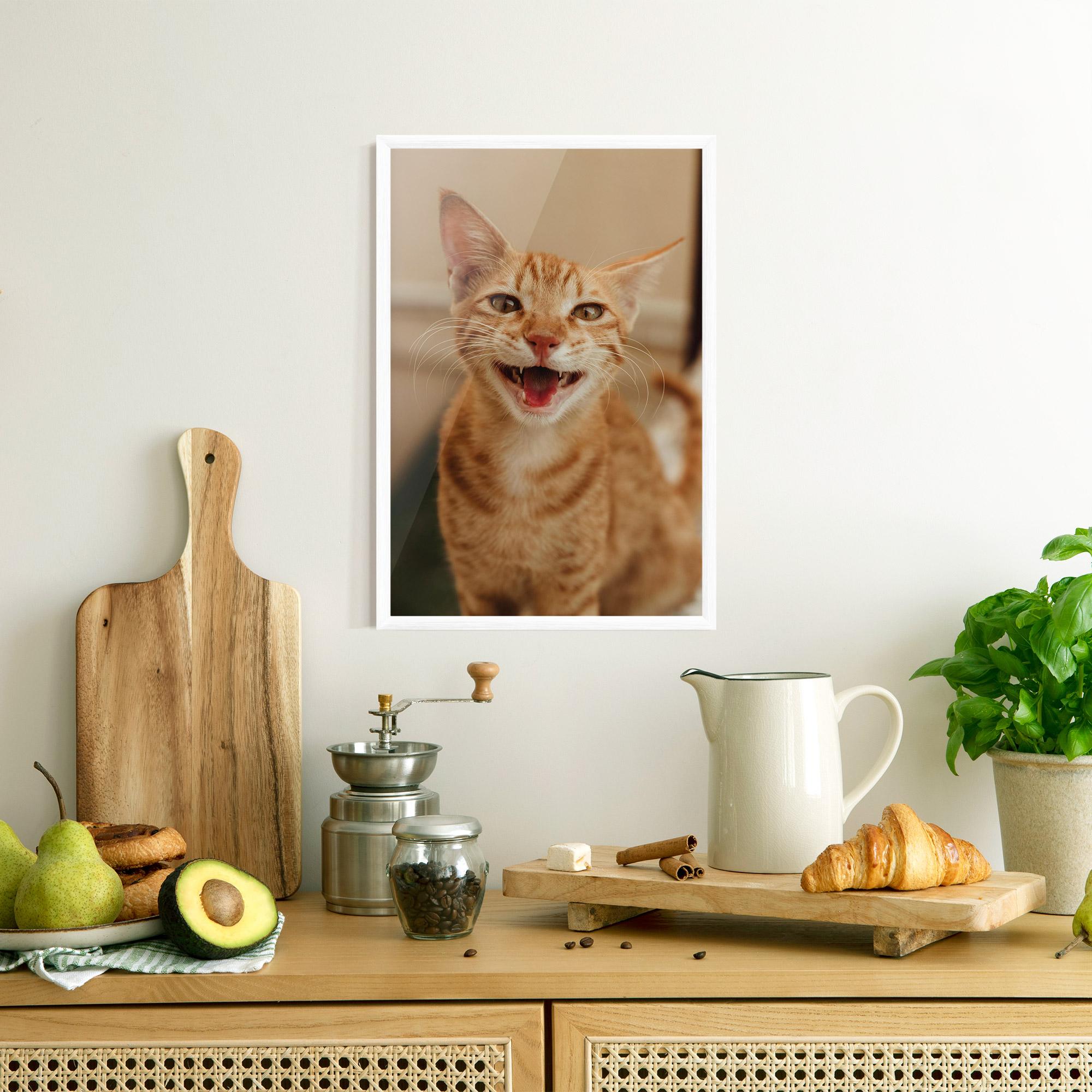 Keretezett Poszter Orange Cat Smiling mockup 8