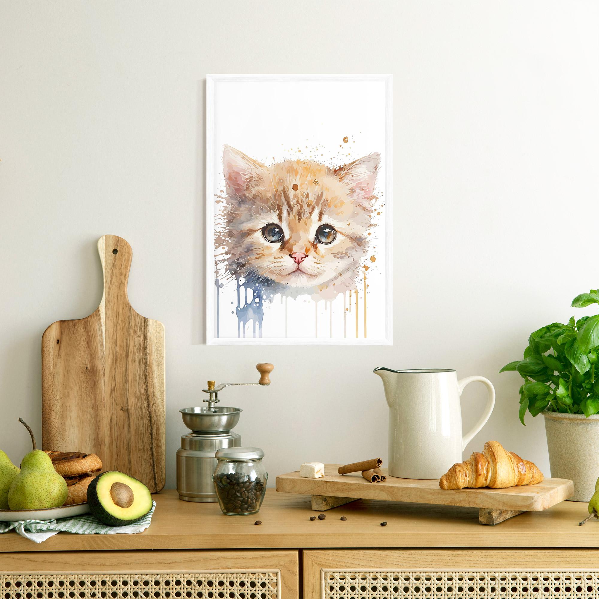 Keretezett Poszter Watercolor Animal Cat mockup 8