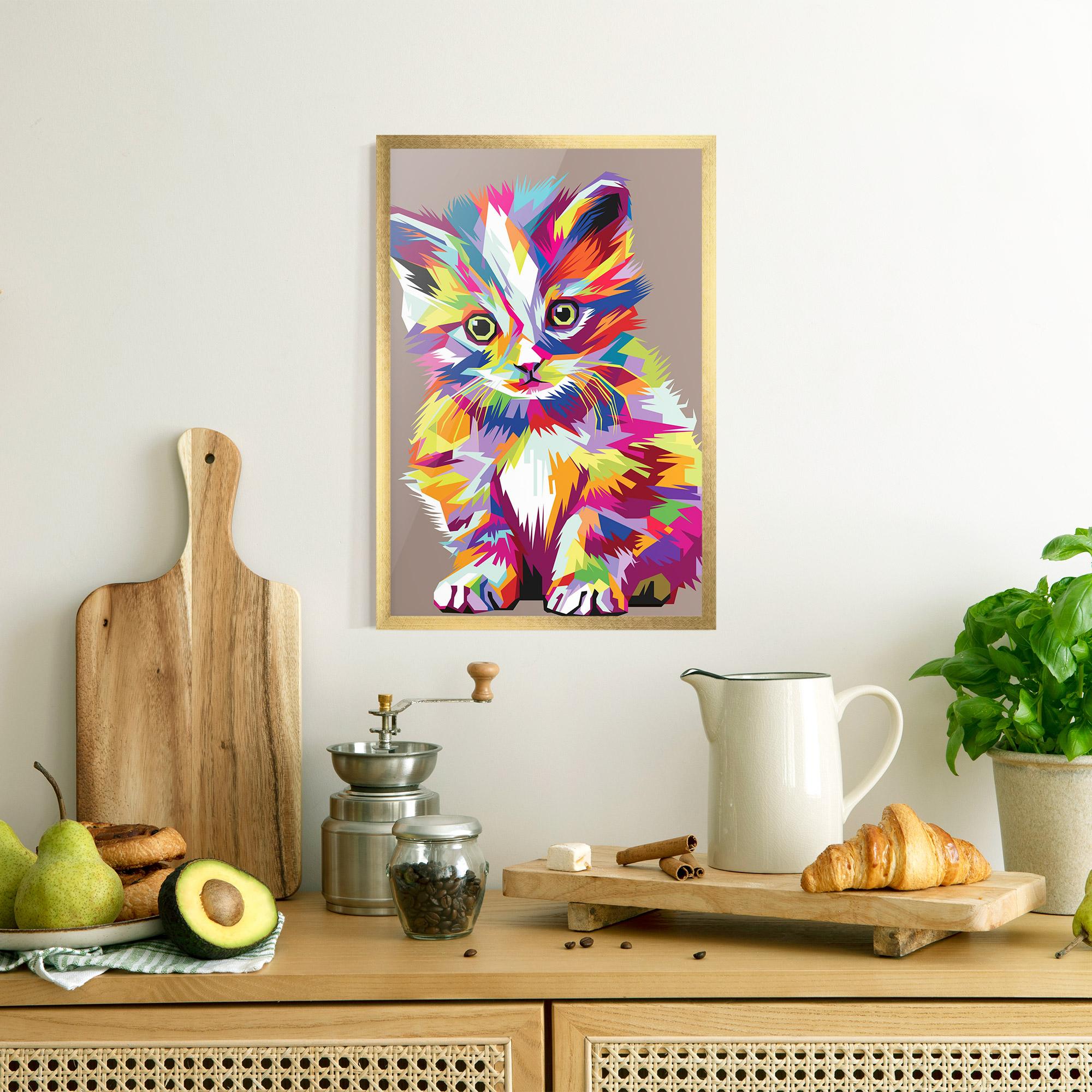 Keretezett Poszter Colorful Cat mockup 8