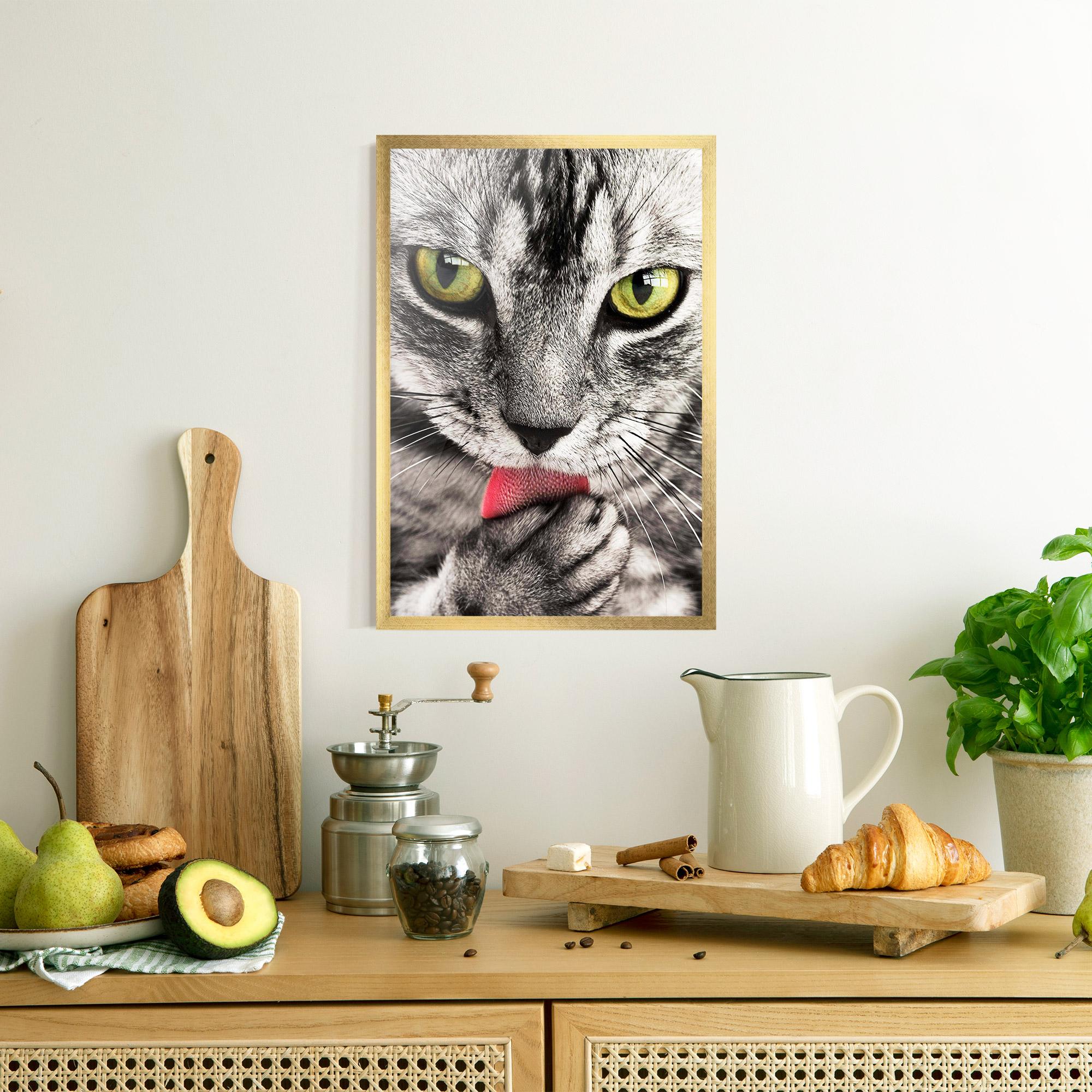 Keretezett Poszter Green Eyes Close Up Cat mockup 8