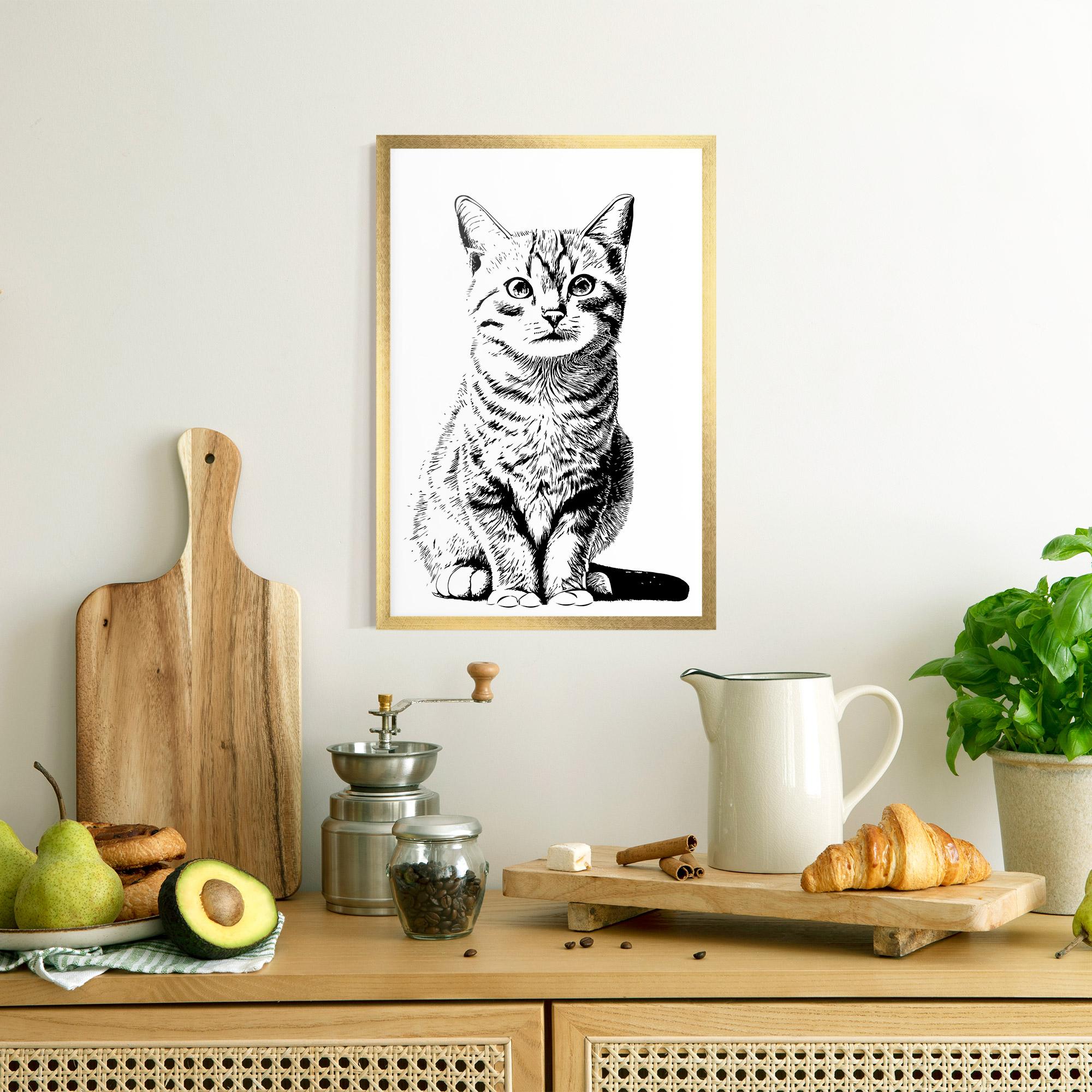 Keretezett Poszter Hand Drawn Cat mockup 8