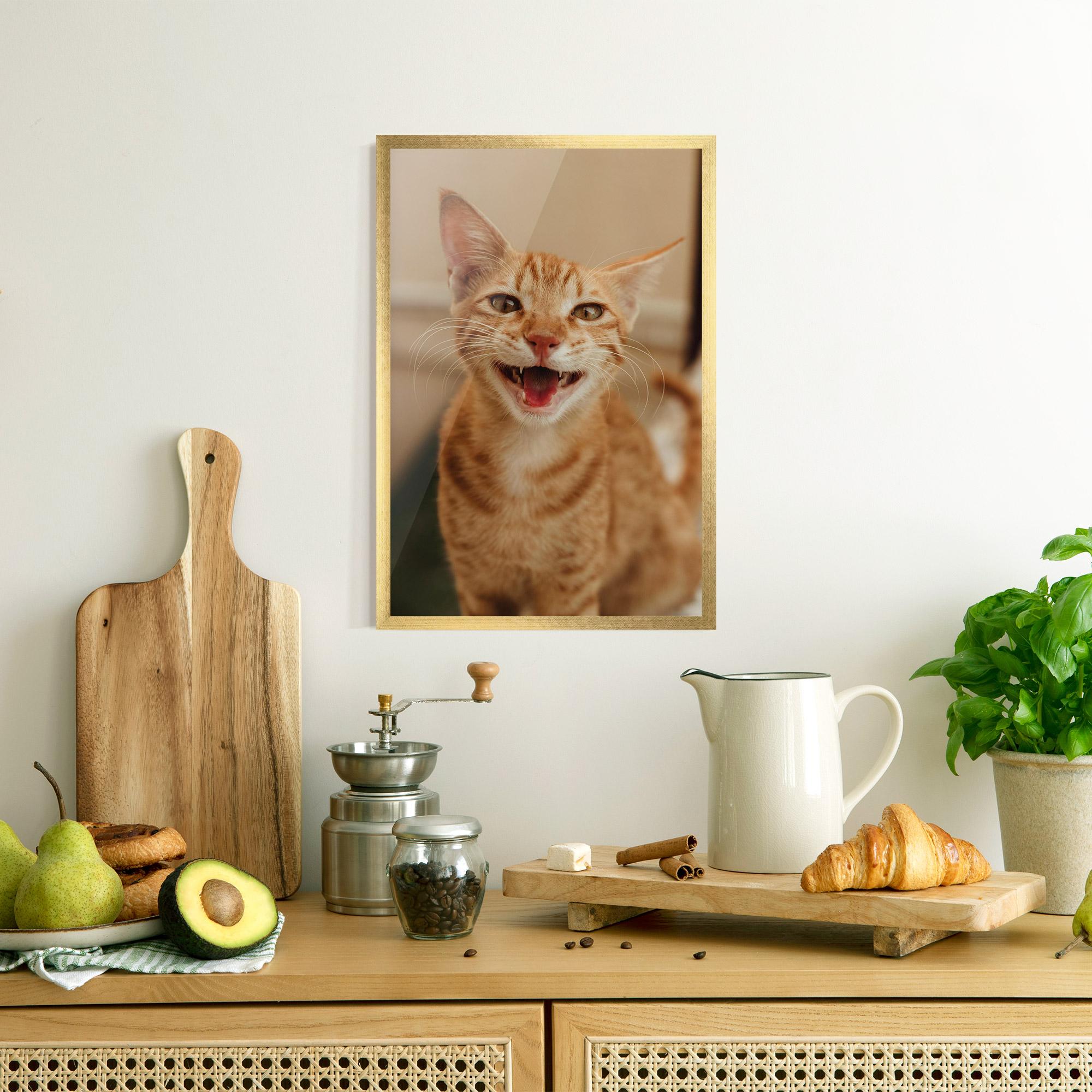 Keretezett Poszter Orange Cat Smiling mockup 8