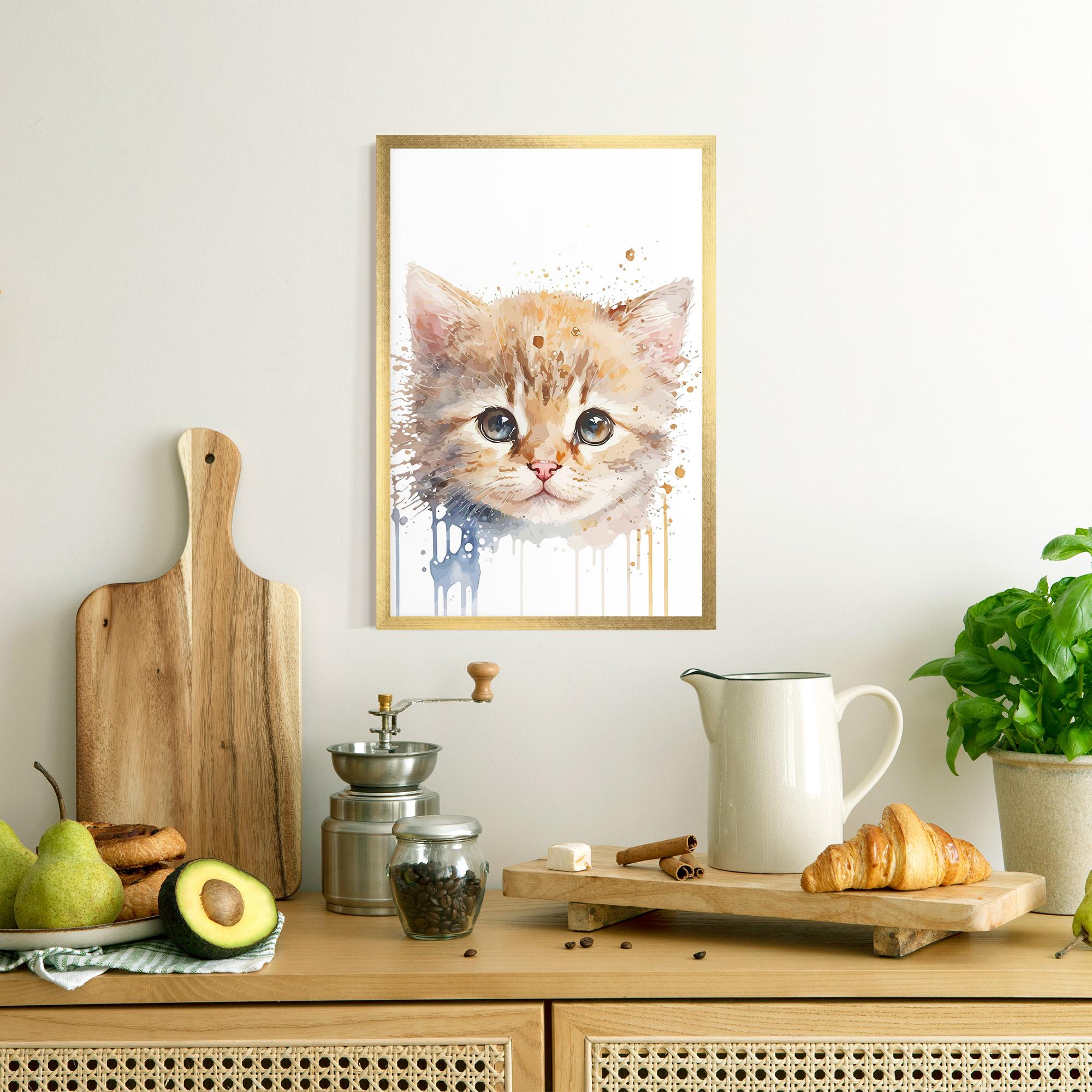 Keretezett Poszter Watercolor Animal Cat mockup 8