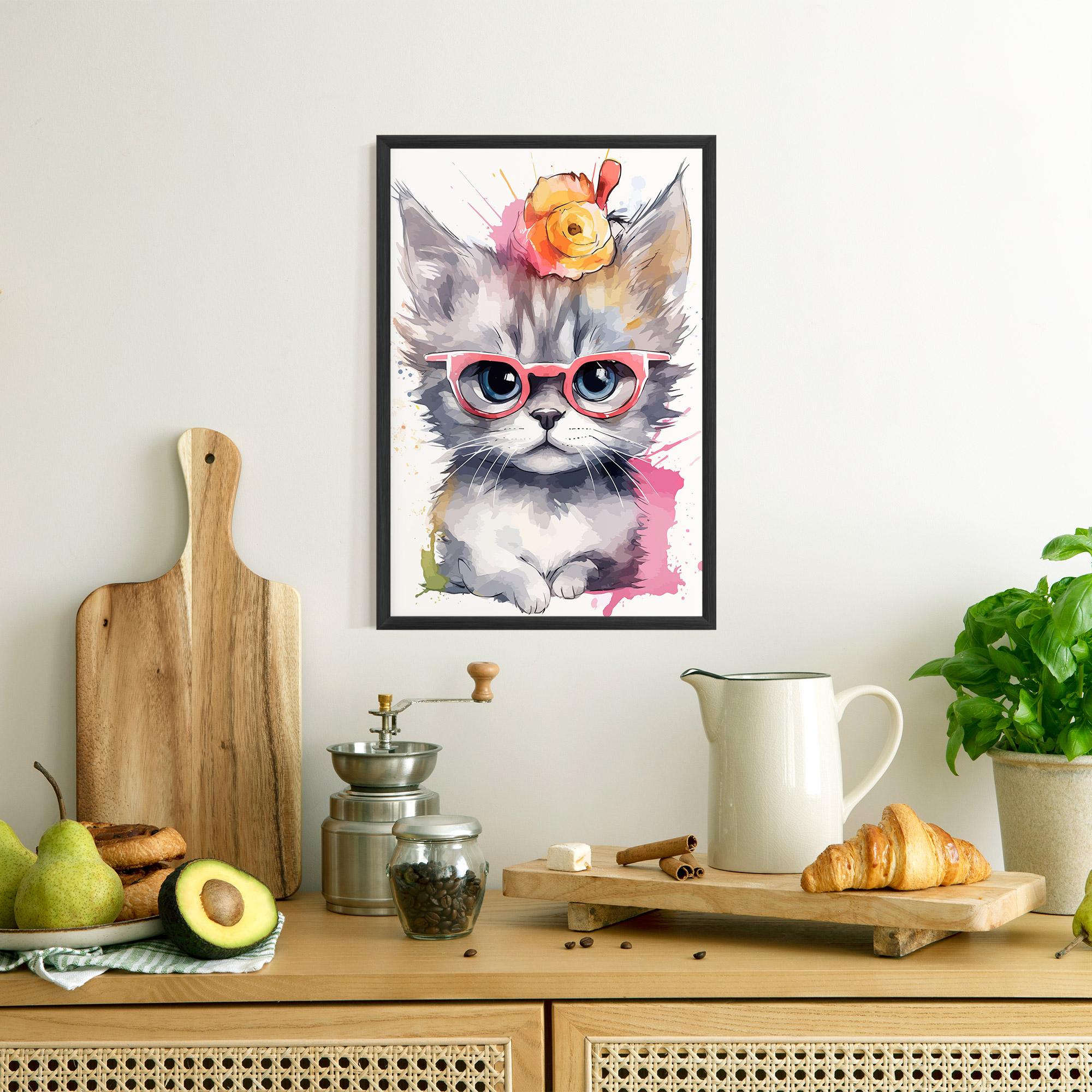 Keretezett Poszter Adorable Grey Cat mockup 8