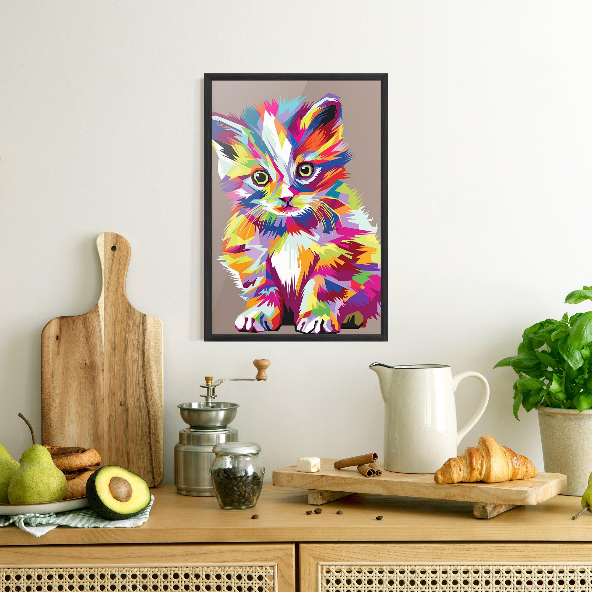Keretezett Poszter Colorful Cat mockup 8