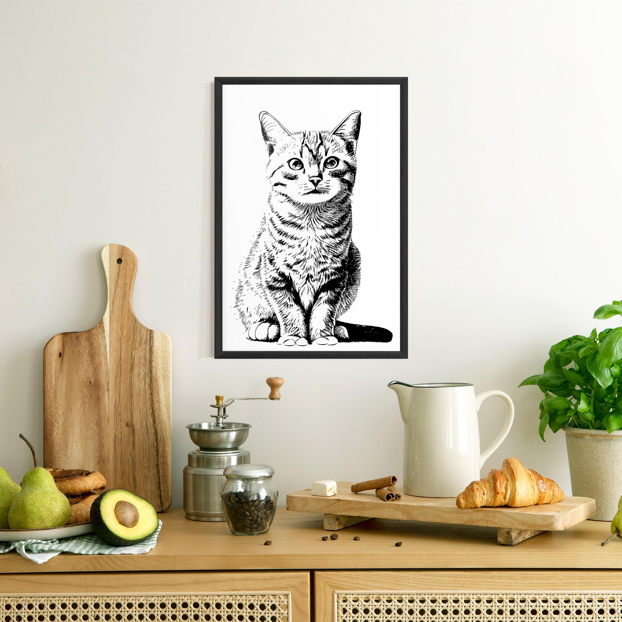 Keretezett Poszter Hand Drawn Cat mockup 8