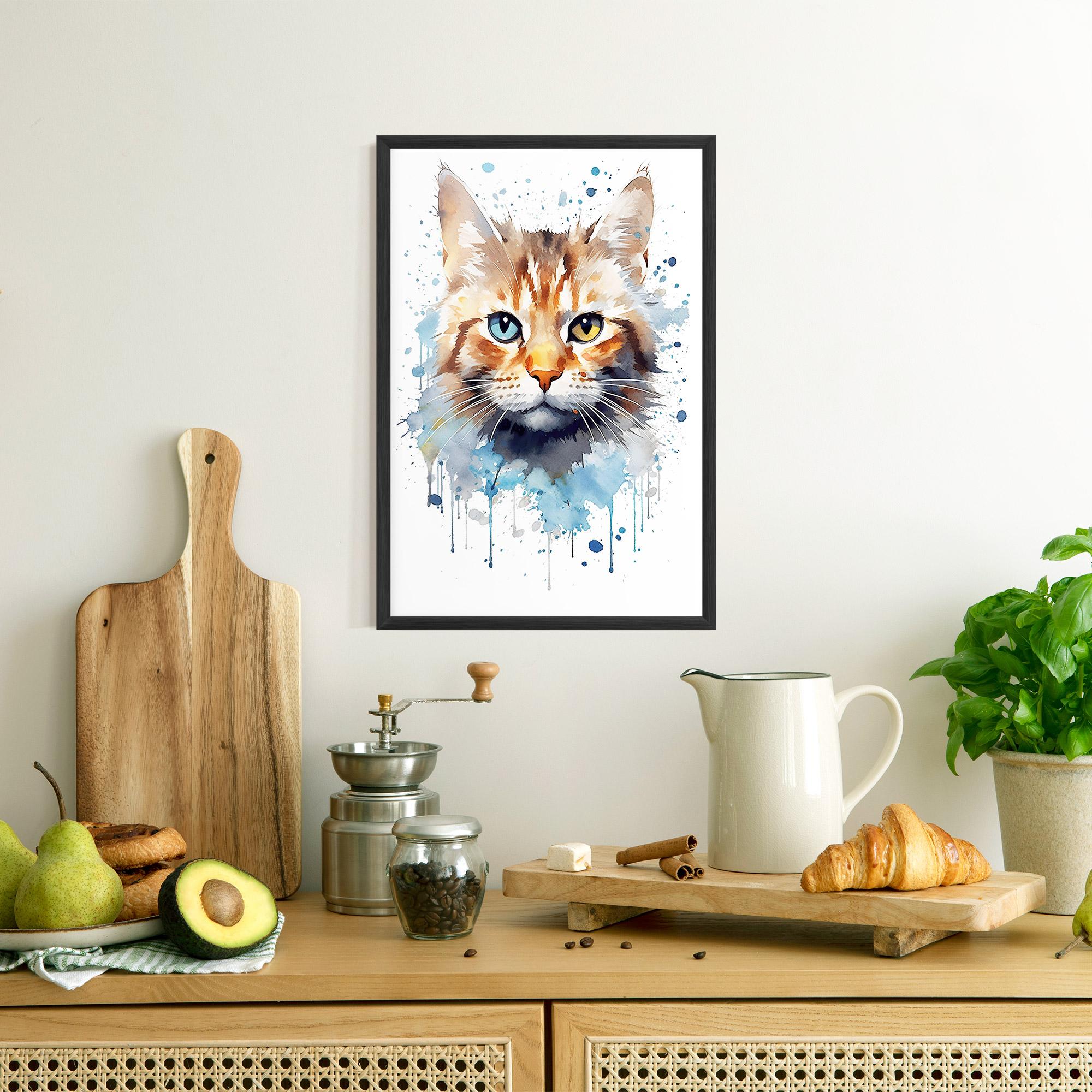 Keretezett Poszter Orange Blue Eyes Cat mockup 8