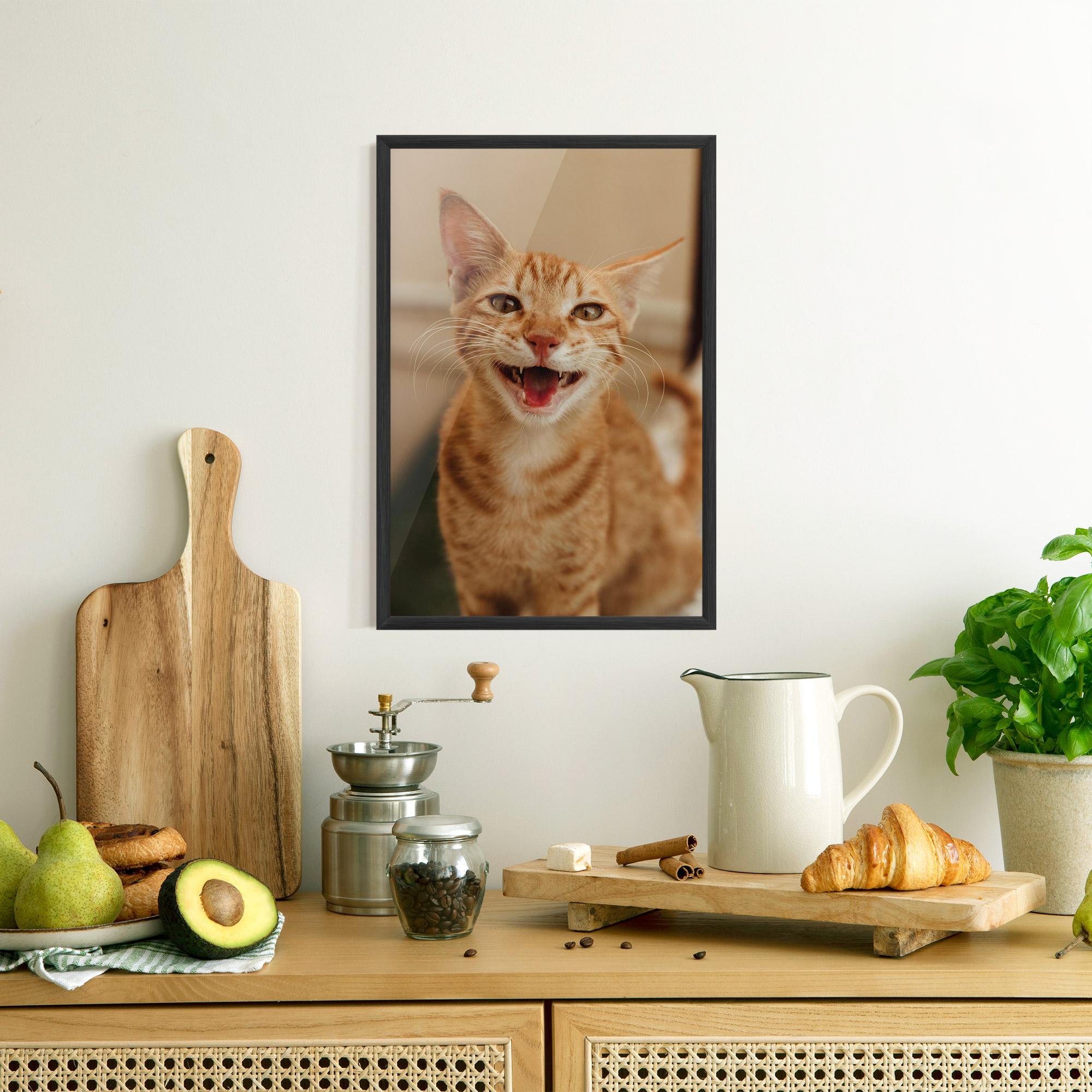 Keretezett Poszter Orange Cat Smiling mockup 8