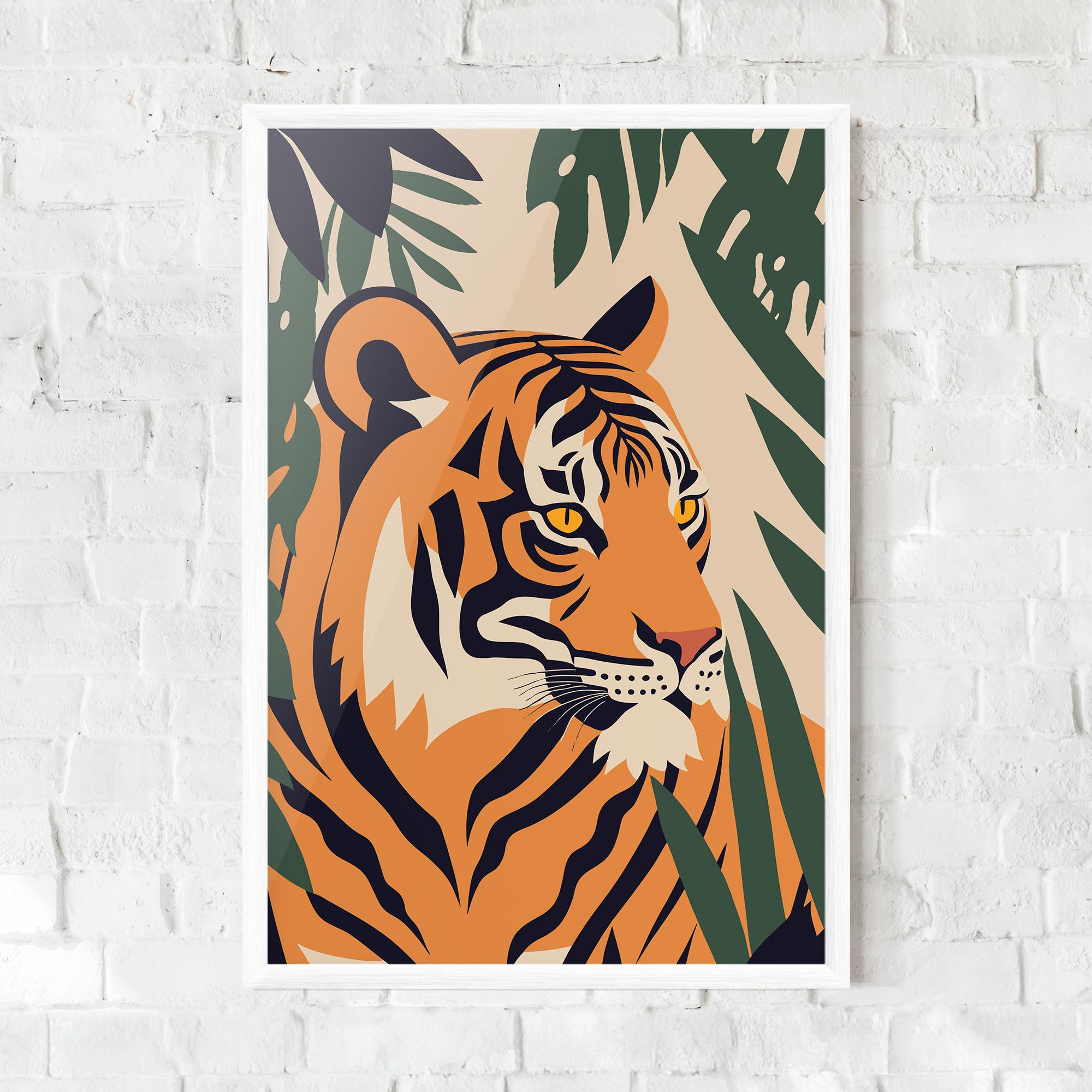 Keretezett Poszter Cartoon Style Tiger mockup 0