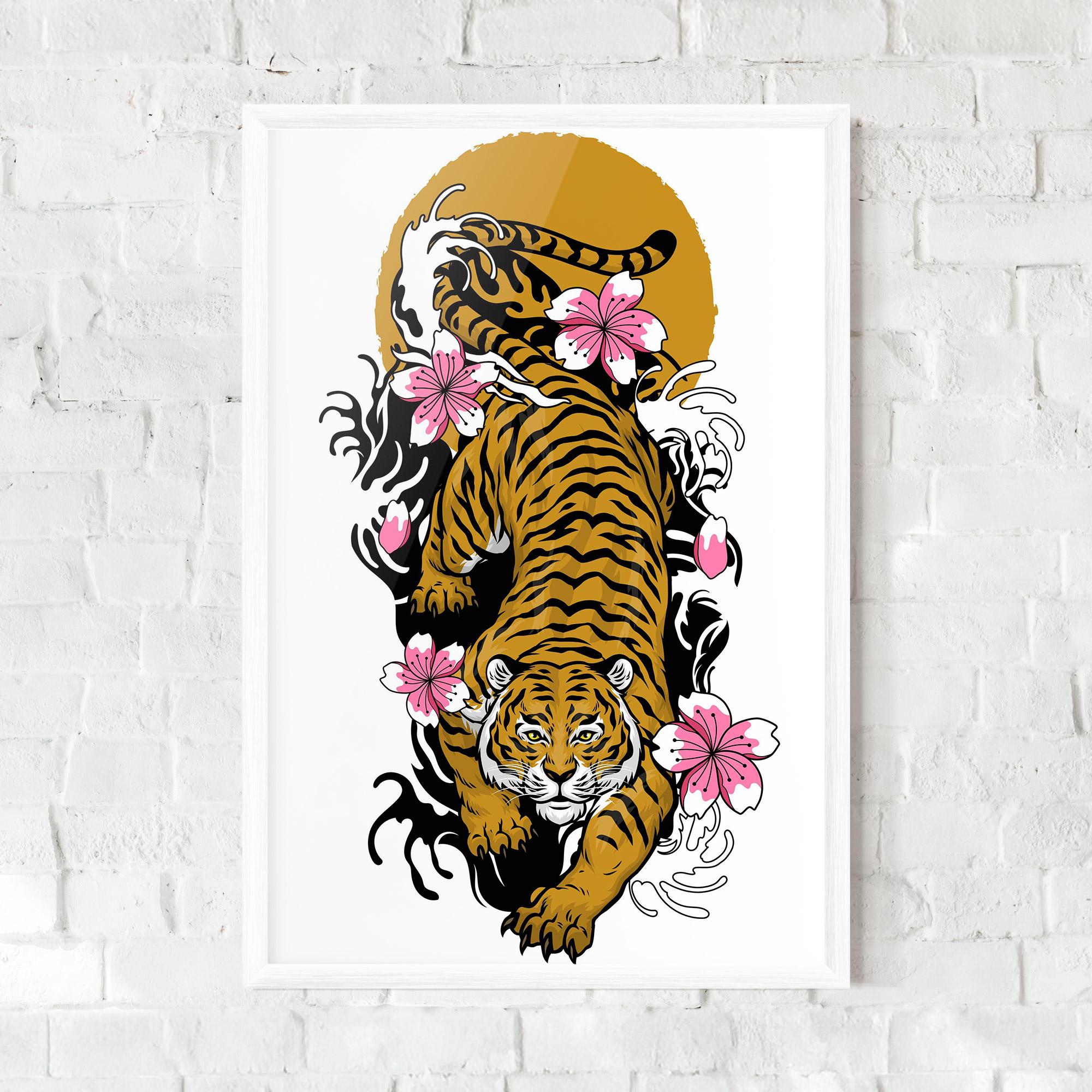 Keretezett Poszter Japanese Style Tiger mockup 0