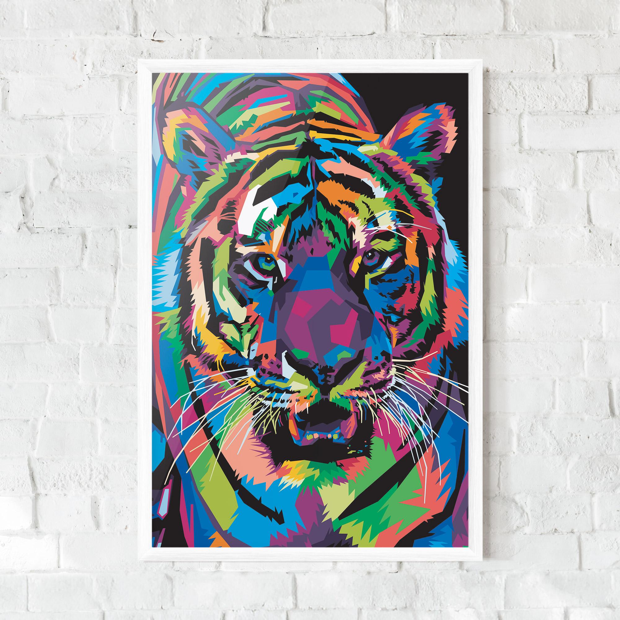 Keretezett Poszter Mix Color Tiger mockup 0