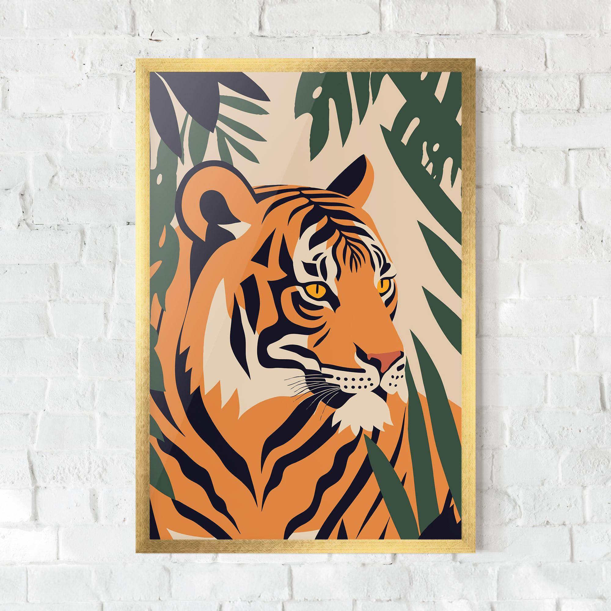 Keretezett Poszter Cartoon Style Tiger mockup 0