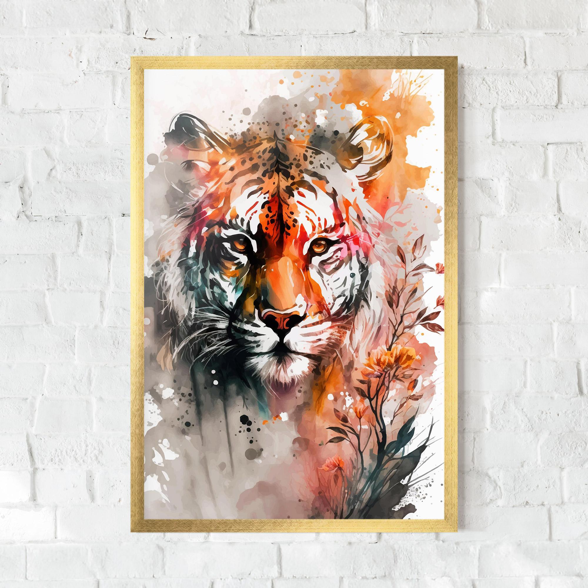 Keretezett Poszter Orange Art Tiger mockup 0