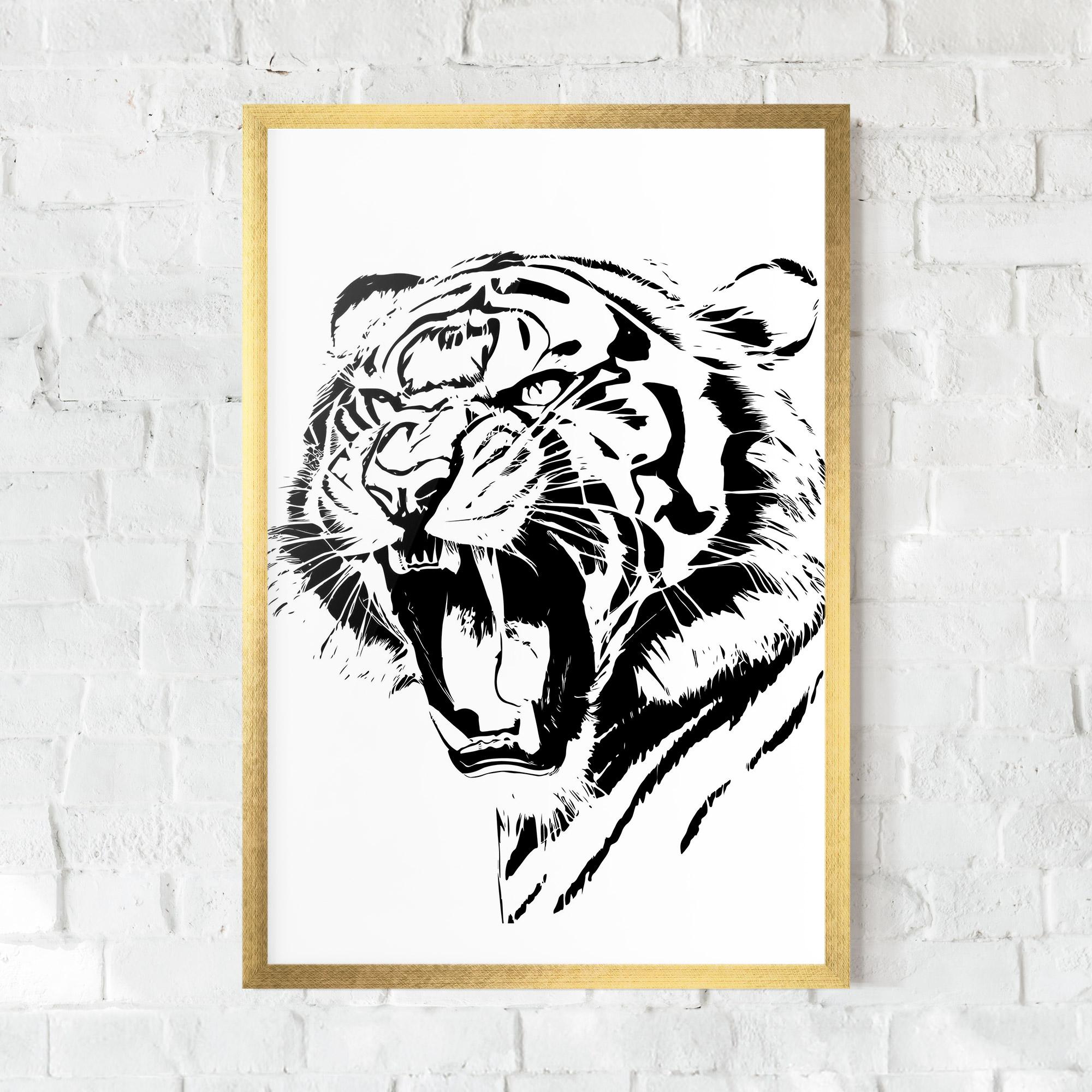 Keretezett Poszter Roaring Tiger mockup 0