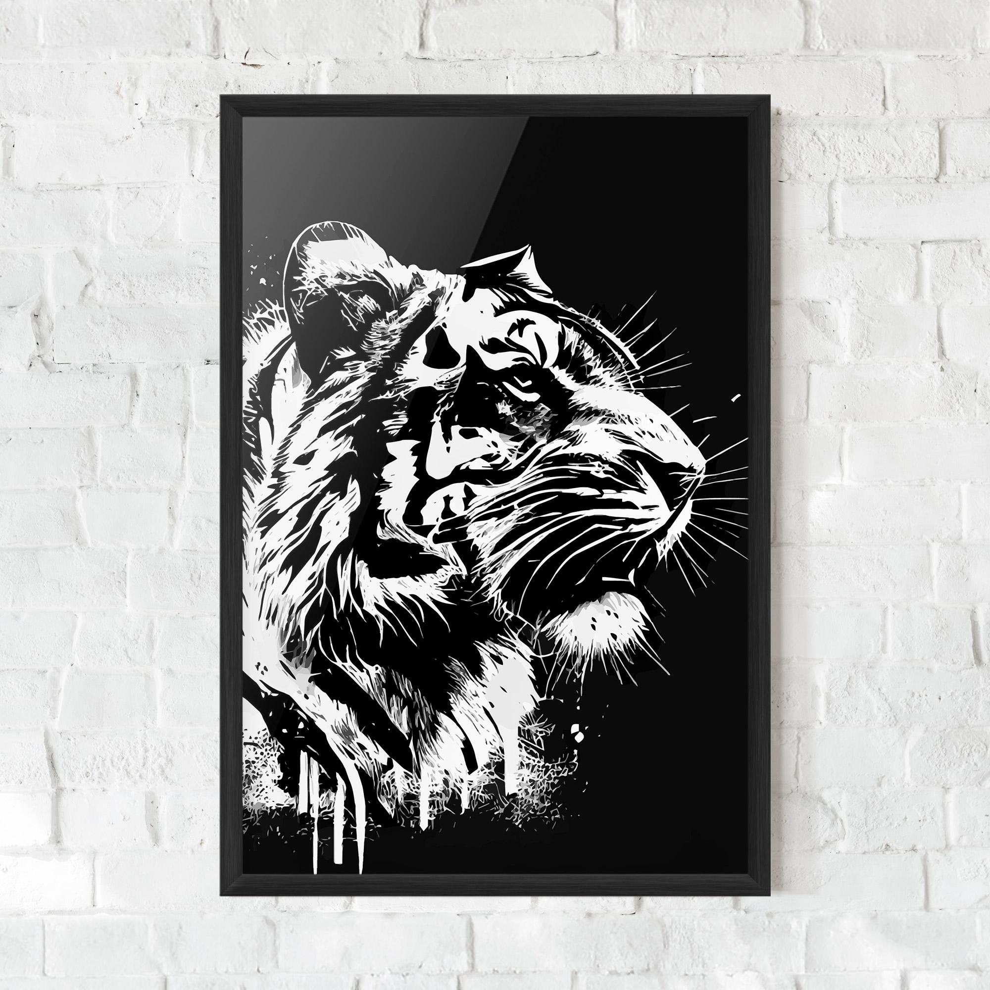 Keretezett Poszter White Ink Tiger mockup 0
