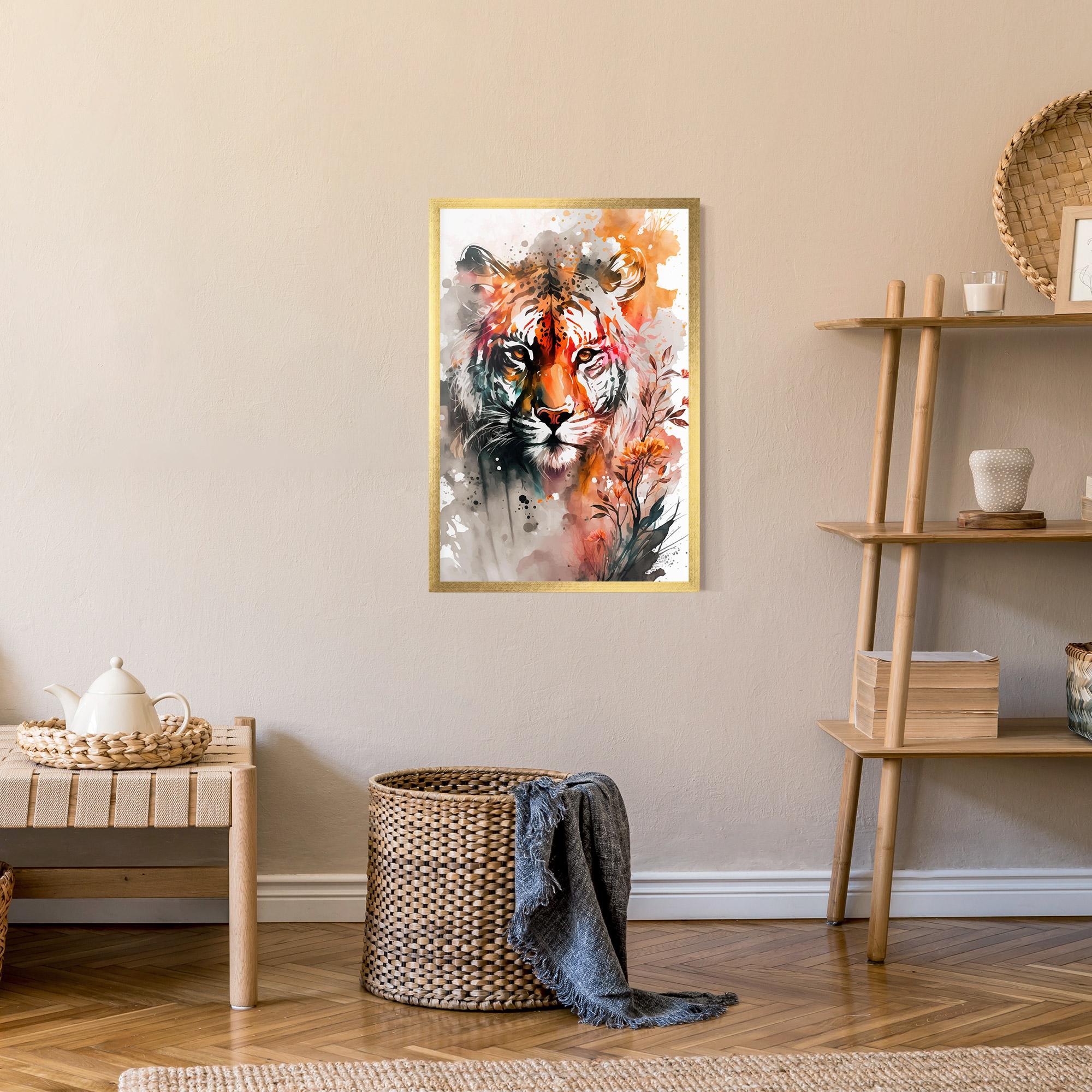 Keretezett Poszter Orange Art Tiger mockup 9