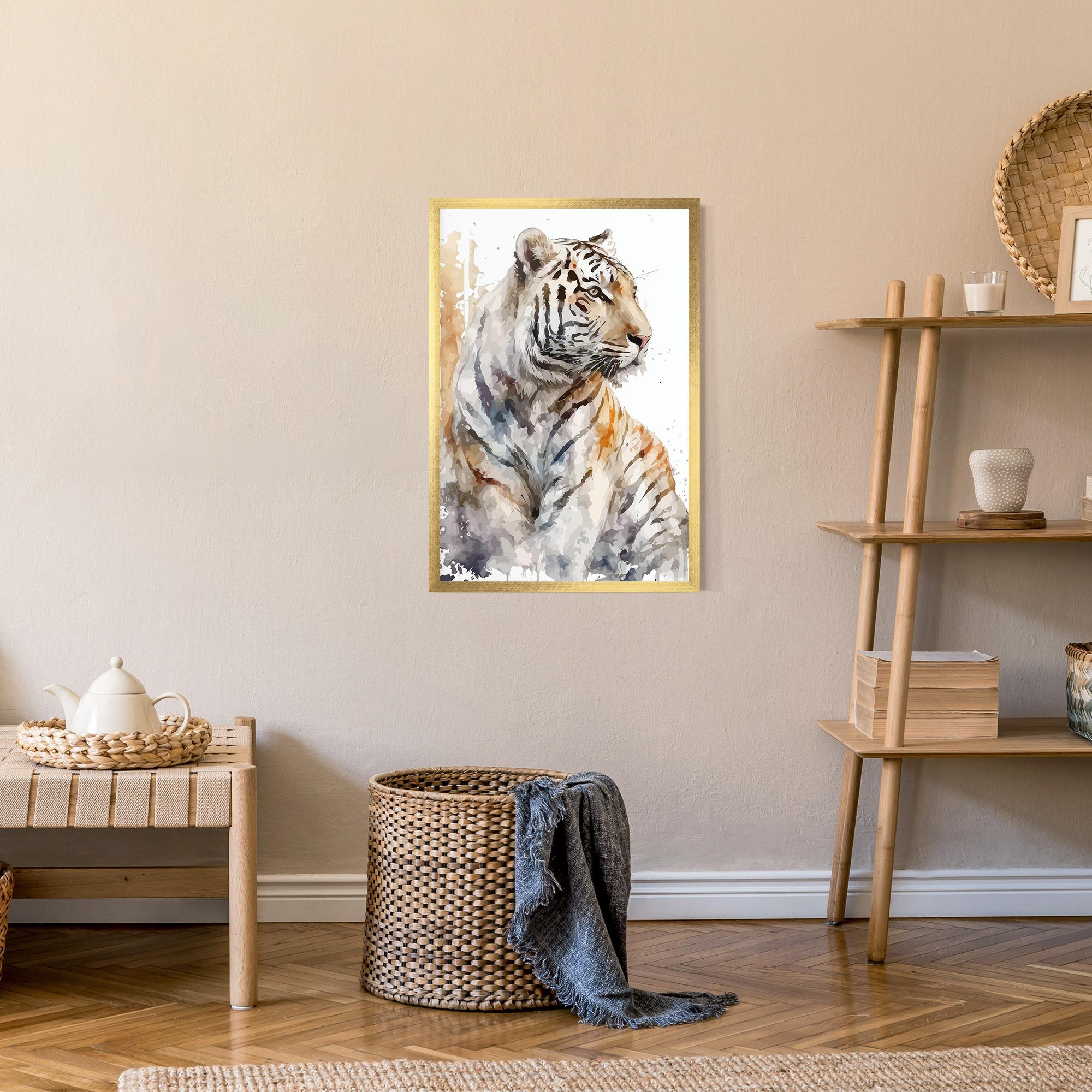 Keretezett Poszter White Tiger Art mockup 9