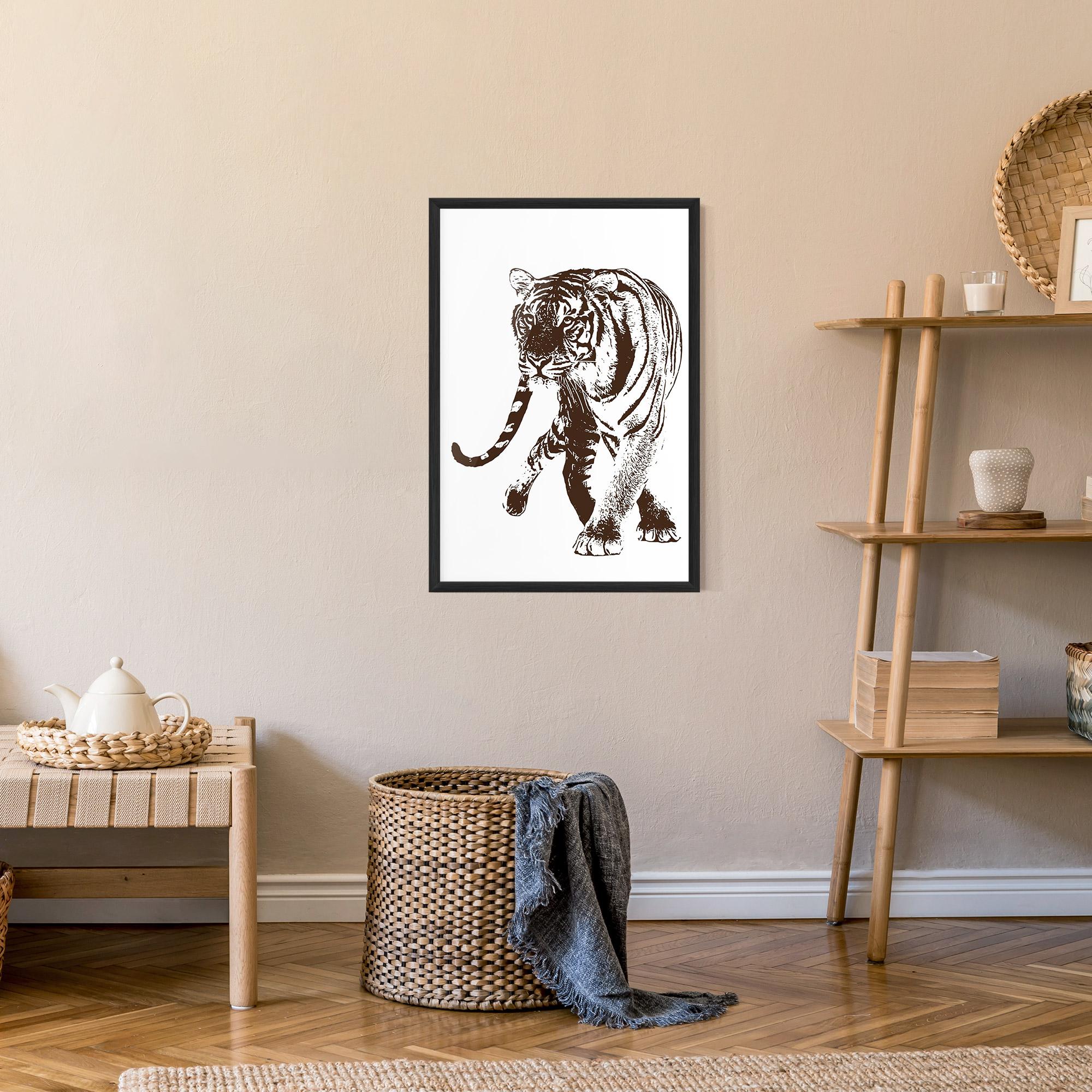 Keretezett Poszter Brown Line Tiger mockup 9