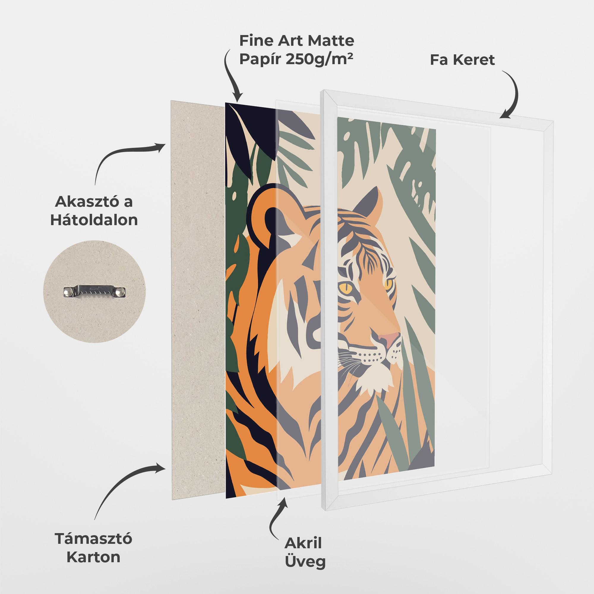 Keretezett Poszter Cartoon Style Tiger mockup 1