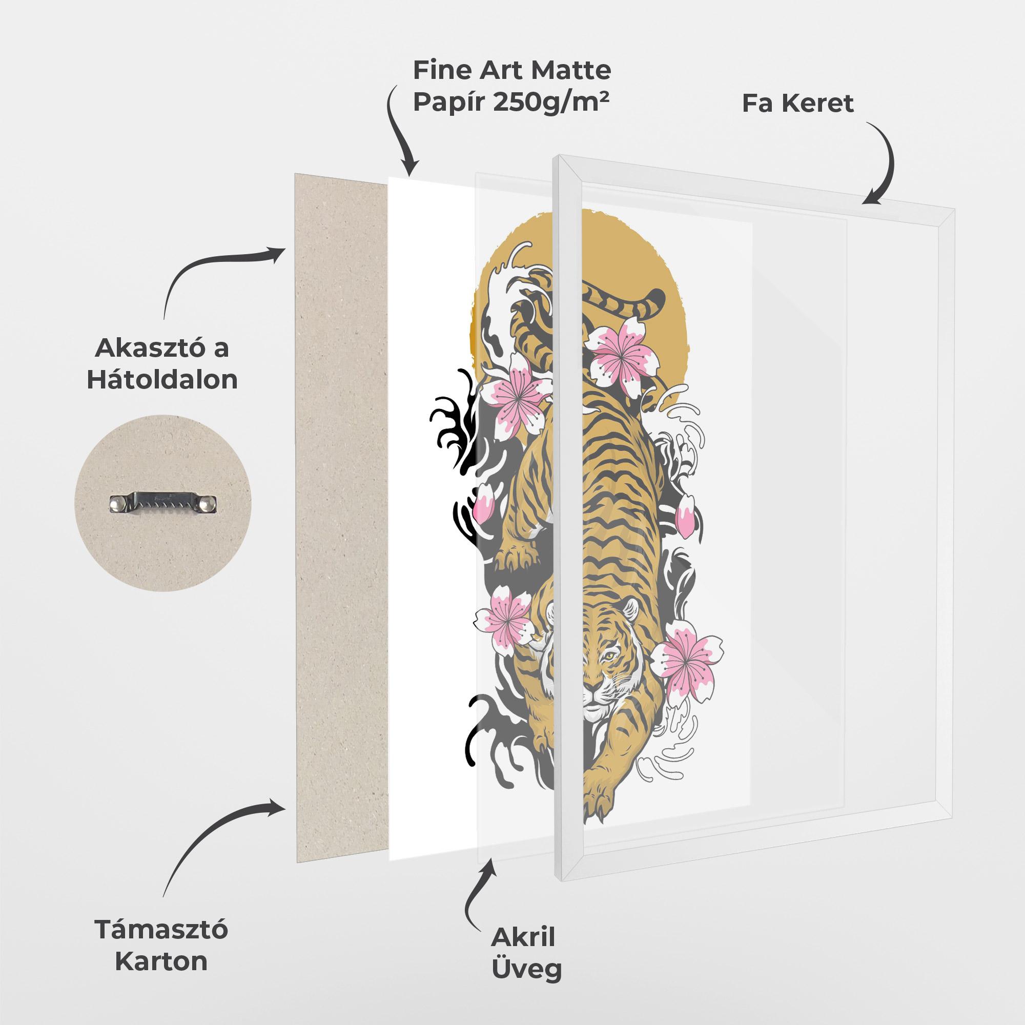 Keretezett Poszter Japanese Style Tiger mockup 1
