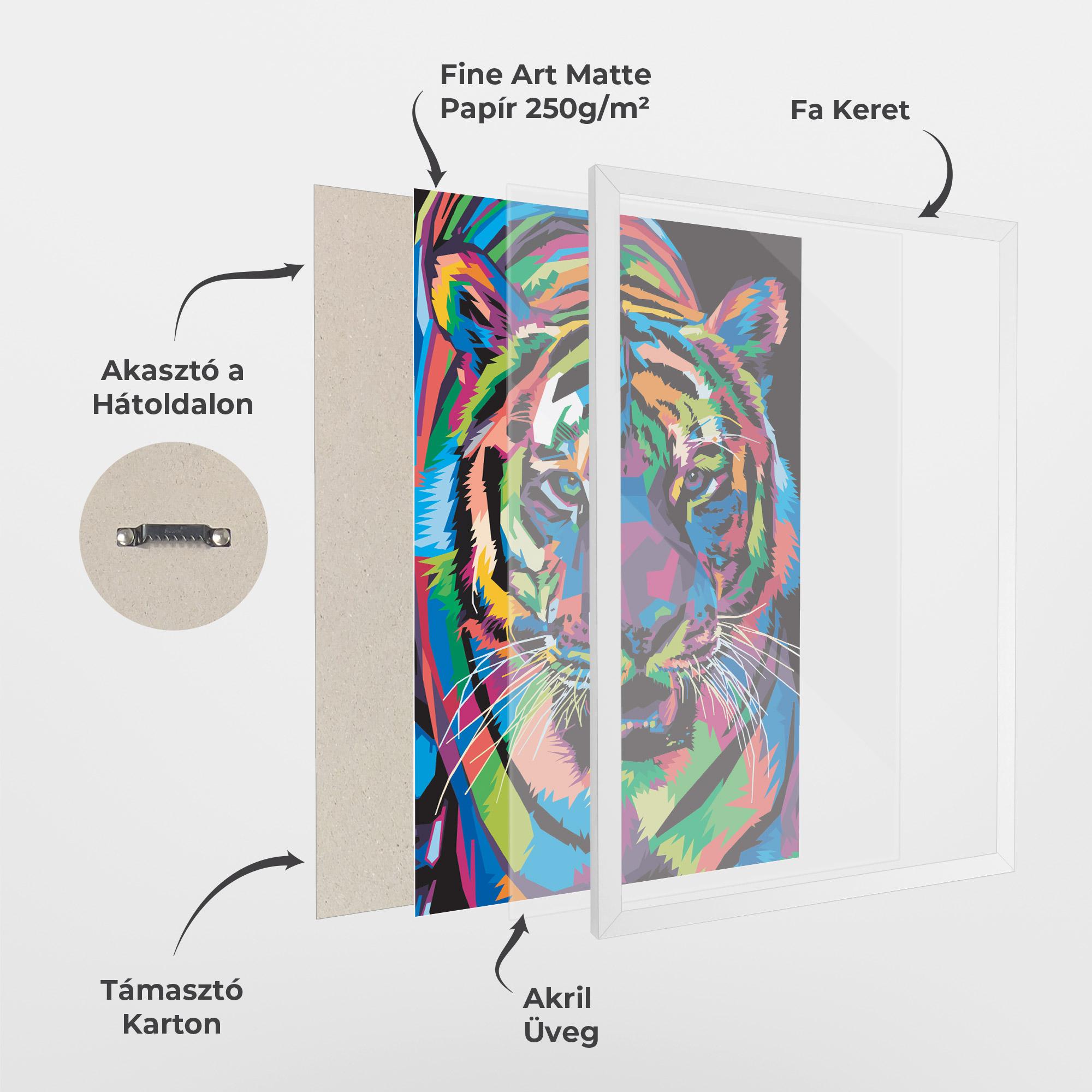 Keretezett Poszter Mix Color Tiger mockup 1