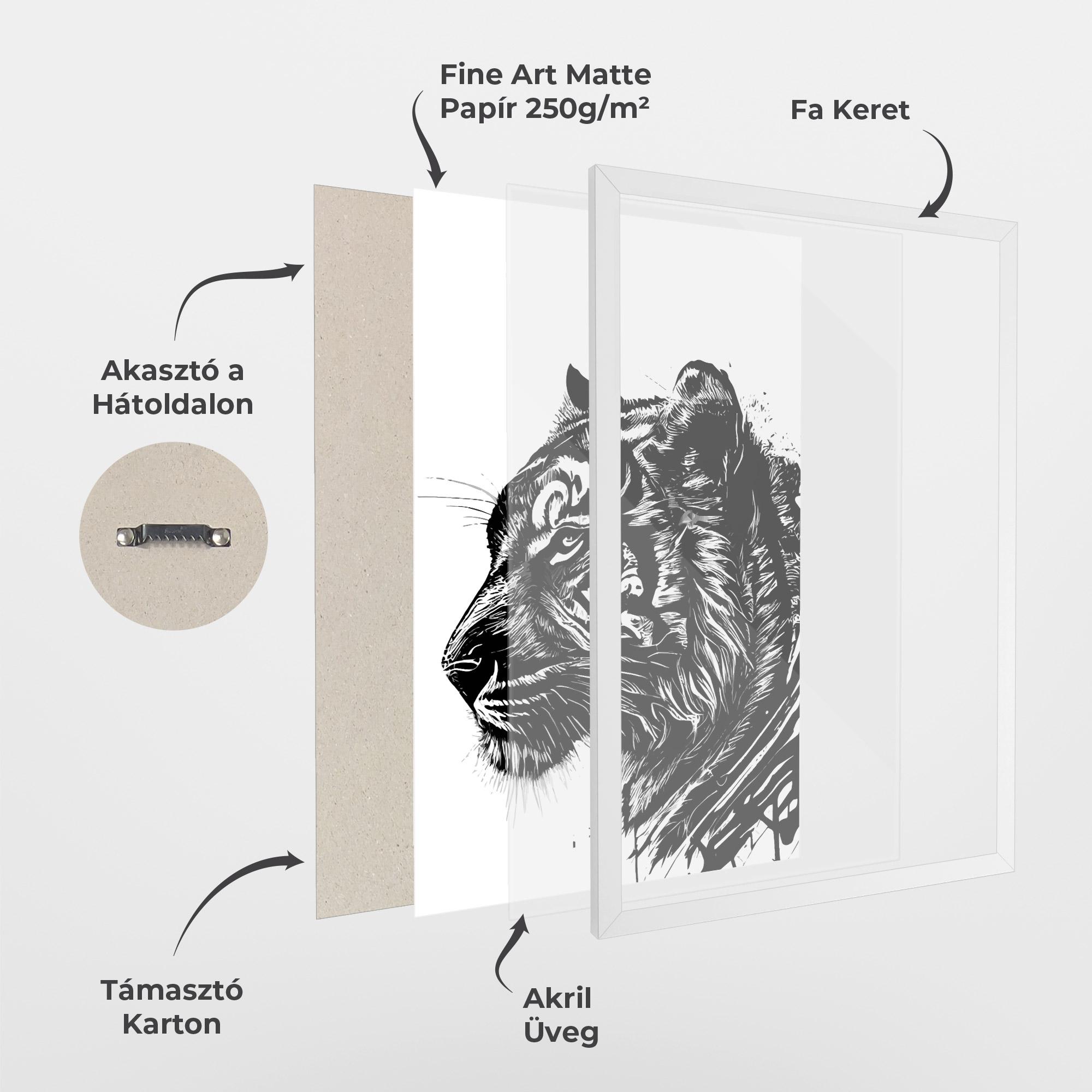 Keretezett Poszter Tiger Profile mockup 1