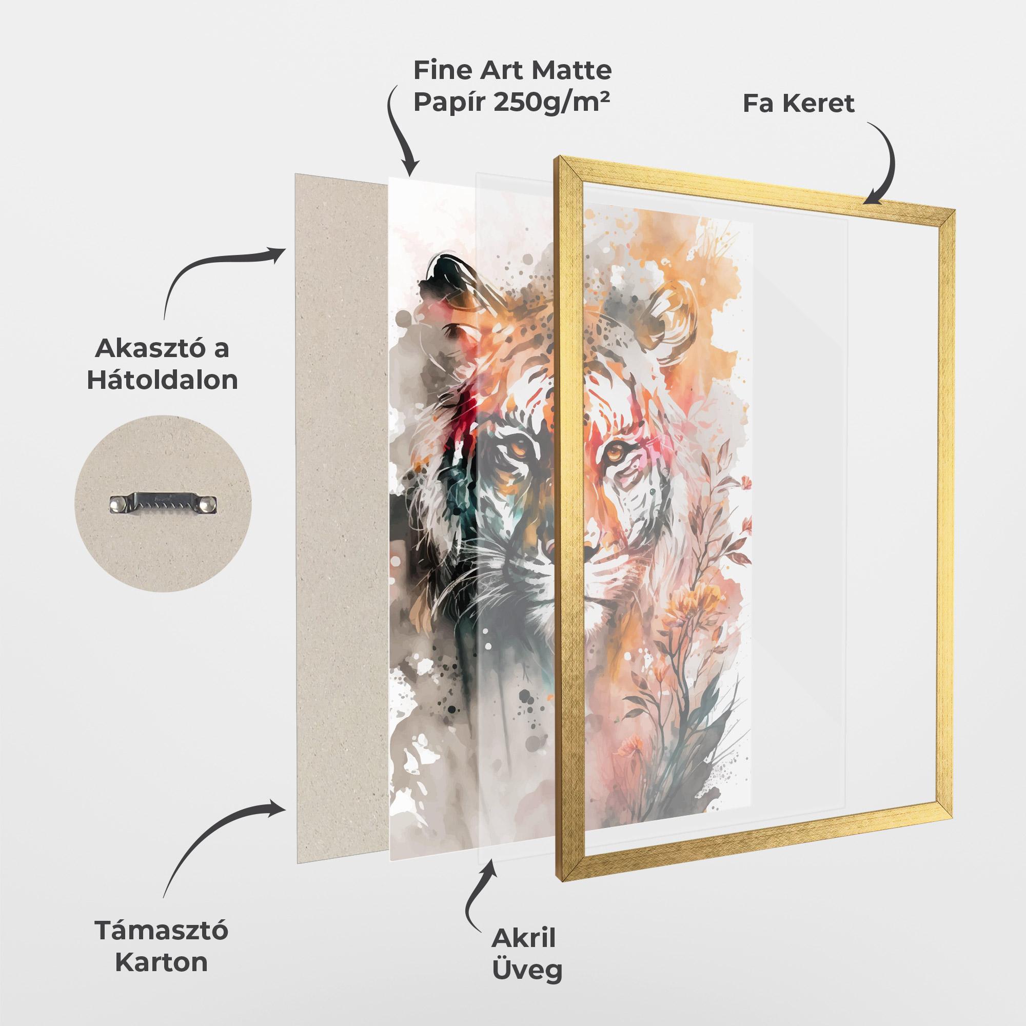Keretezett Poszter Orange Art Tiger mockup 1