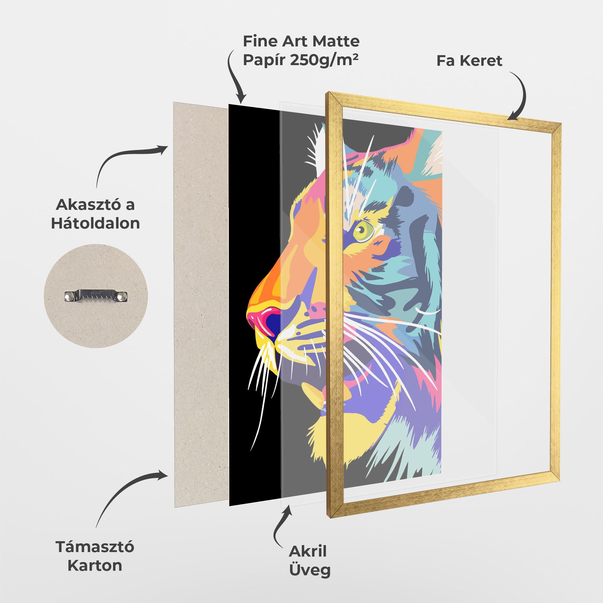 Keretezett Poszter Pretty Colorful Tiger mockup 1