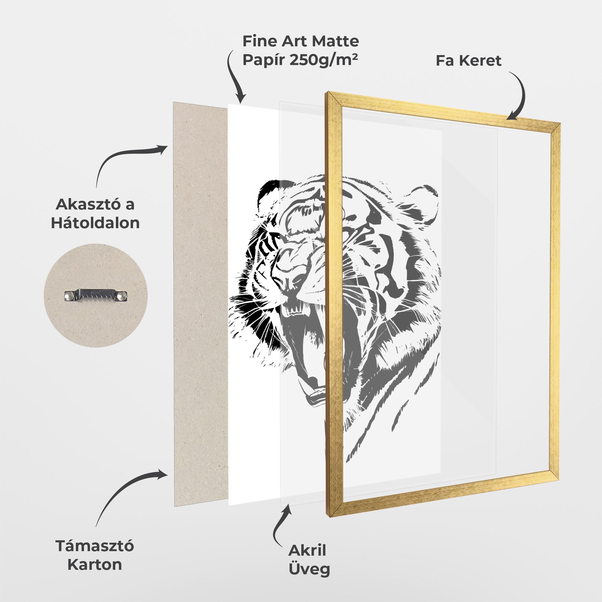 Keretezett Poszter Roaring Tiger mockup 1