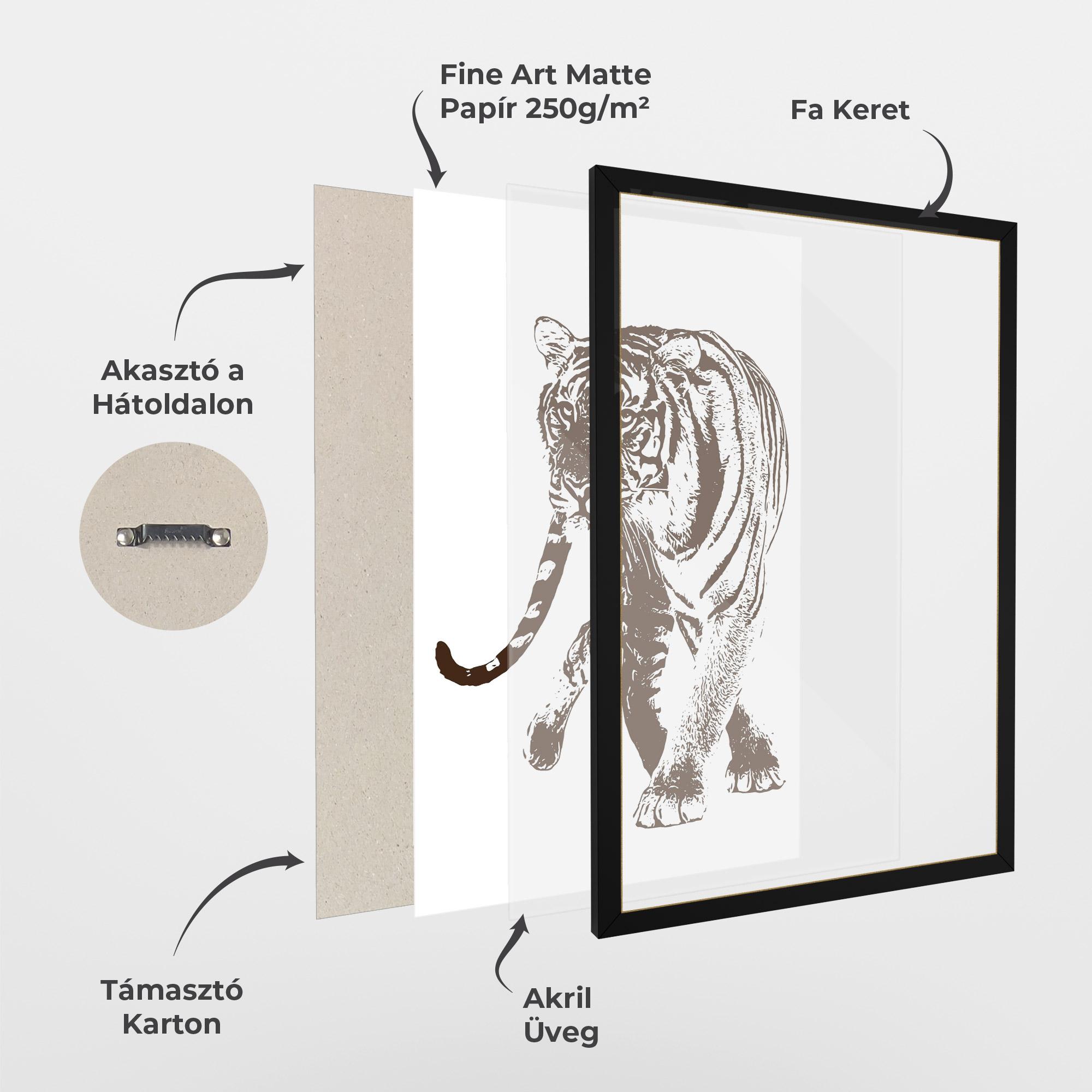 Keretezett Poszter Brown Line Tiger mockup 1