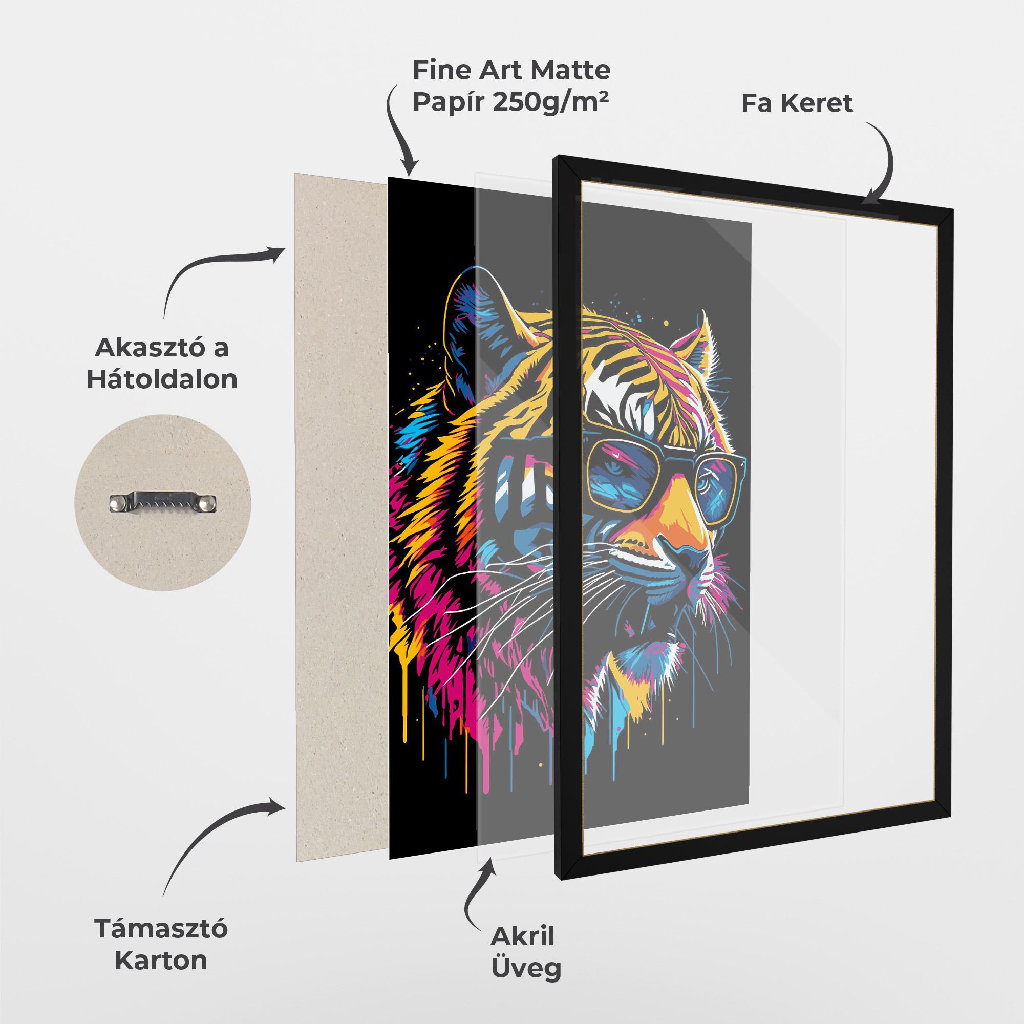 Keretezett Poszter Cool Tiger mockup 1