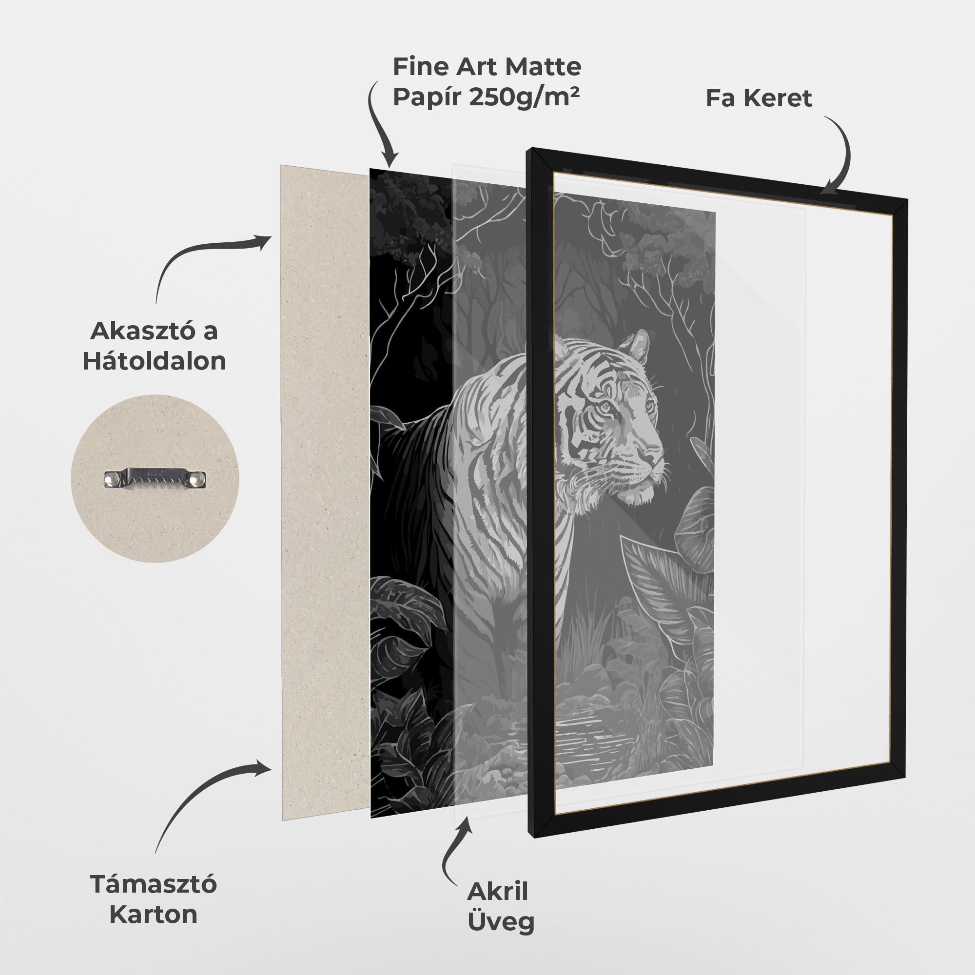 Keretezett Poszter Grey Tiger mockup 1