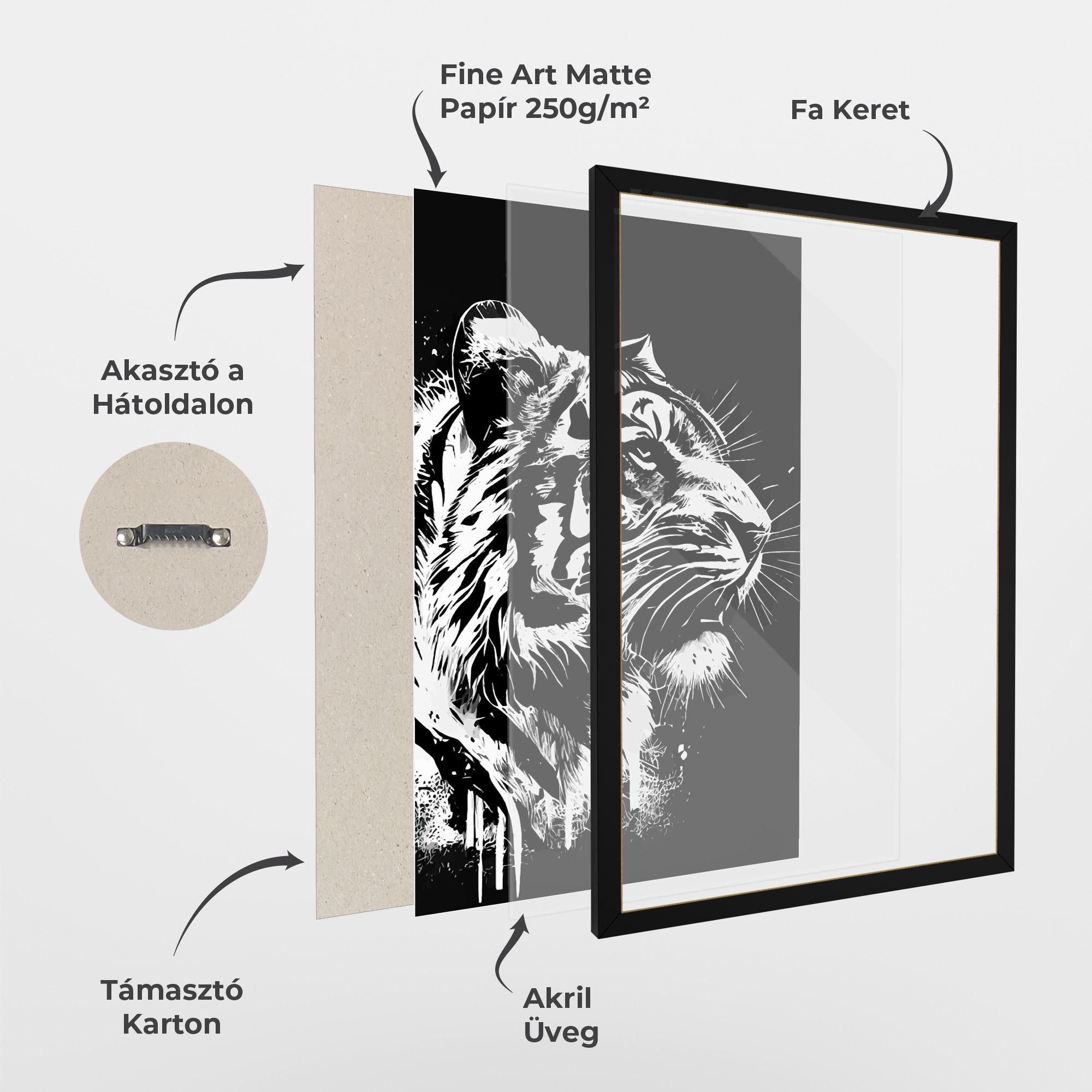 Keretezett Poszter White Ink Tiger mockup 1