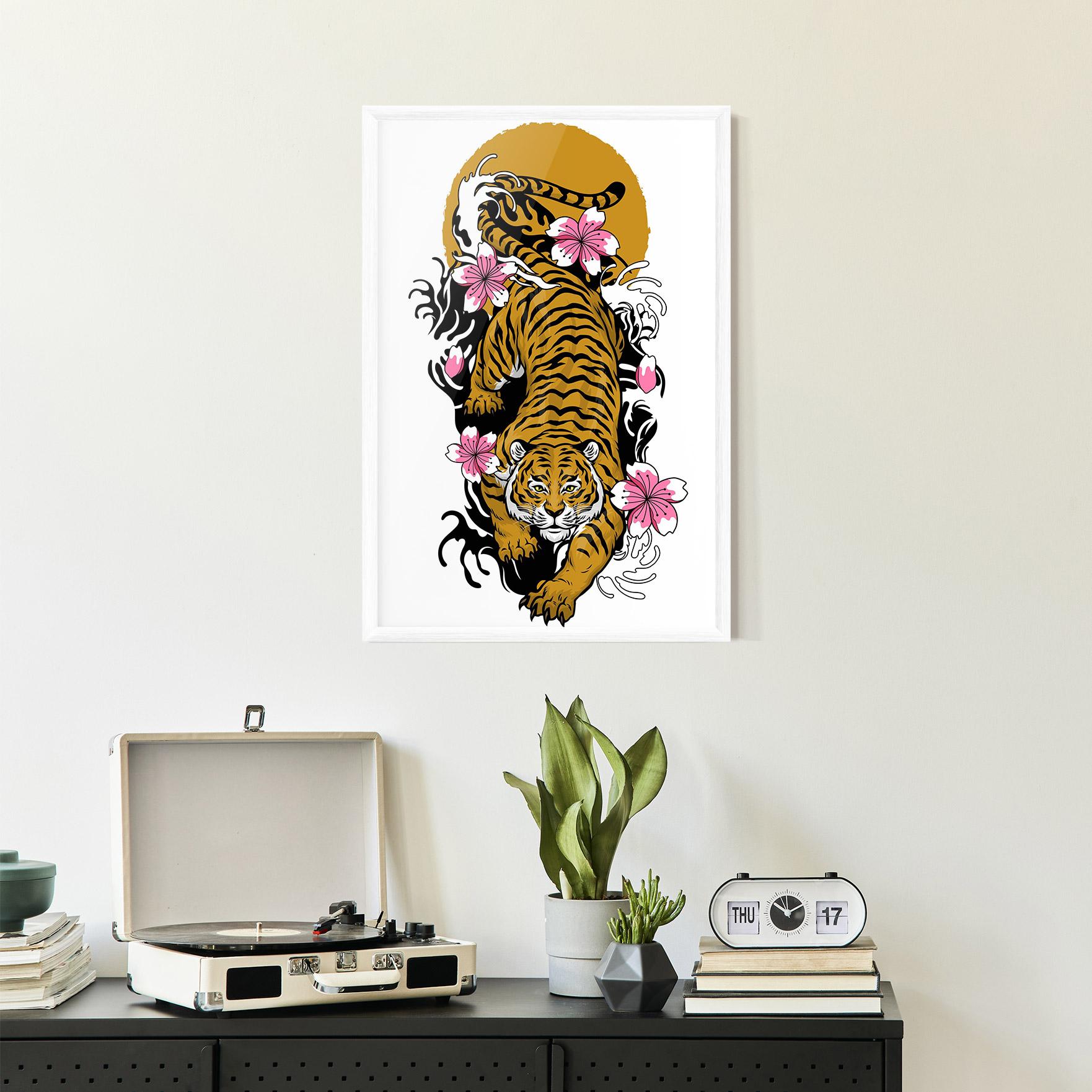 Keretezett Poszter Japanese Style Tiger mockup 2