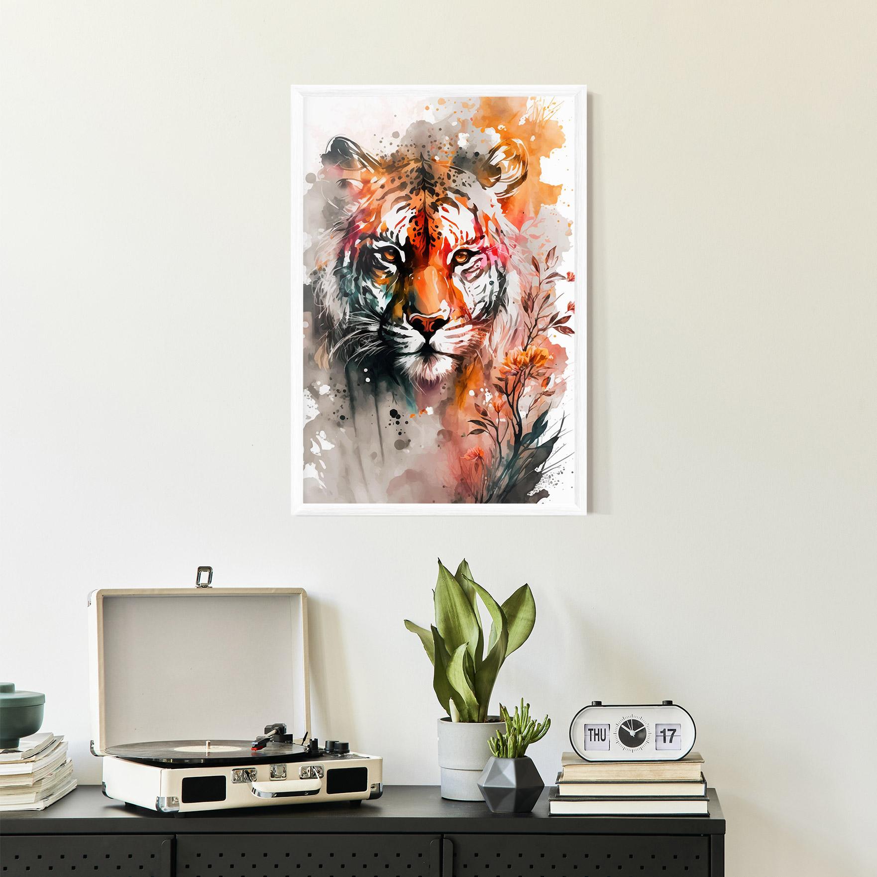 Keretezett Poszter Orange Art Tiger mockup 2