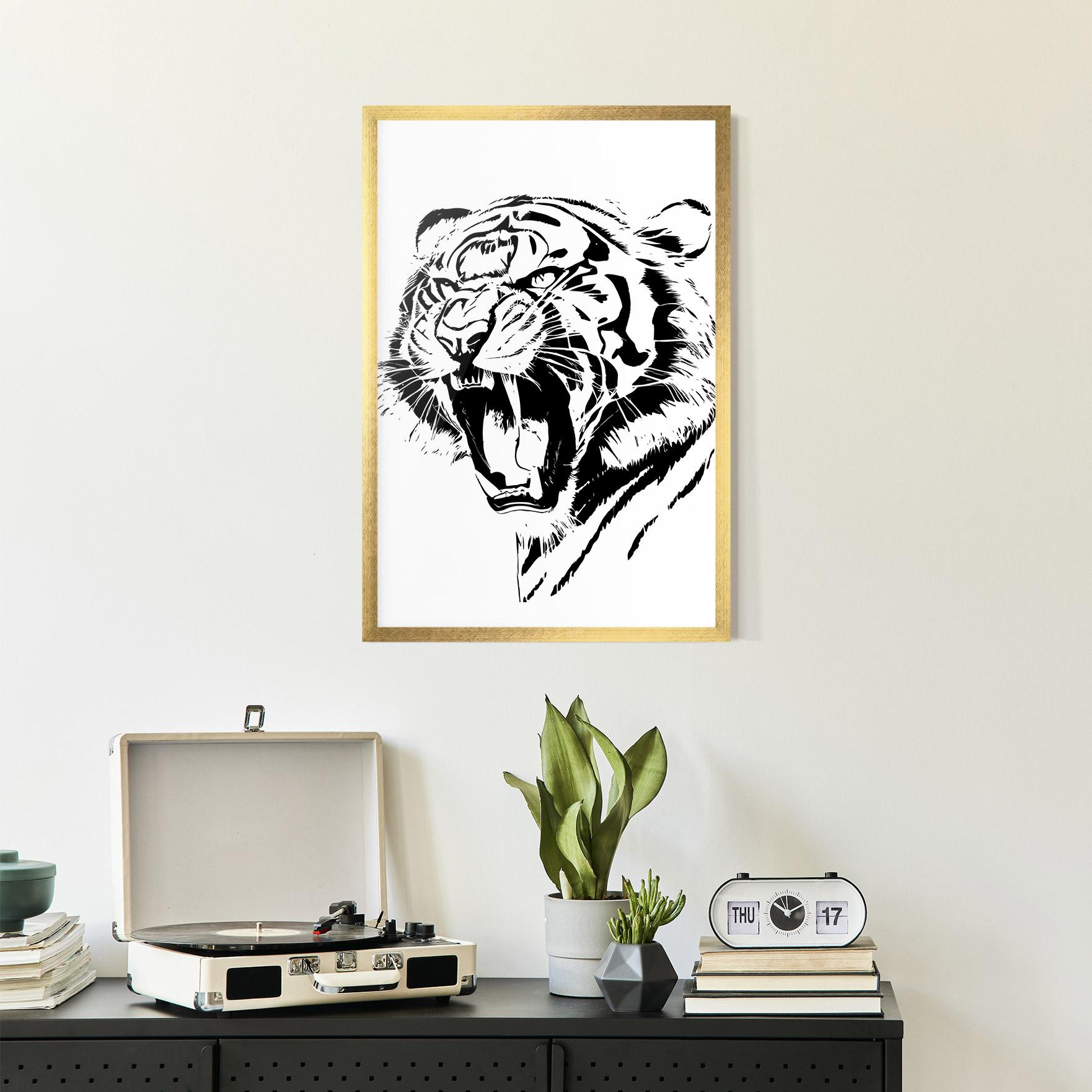 Keretezett Poszter Roaring Tiger mockup 2