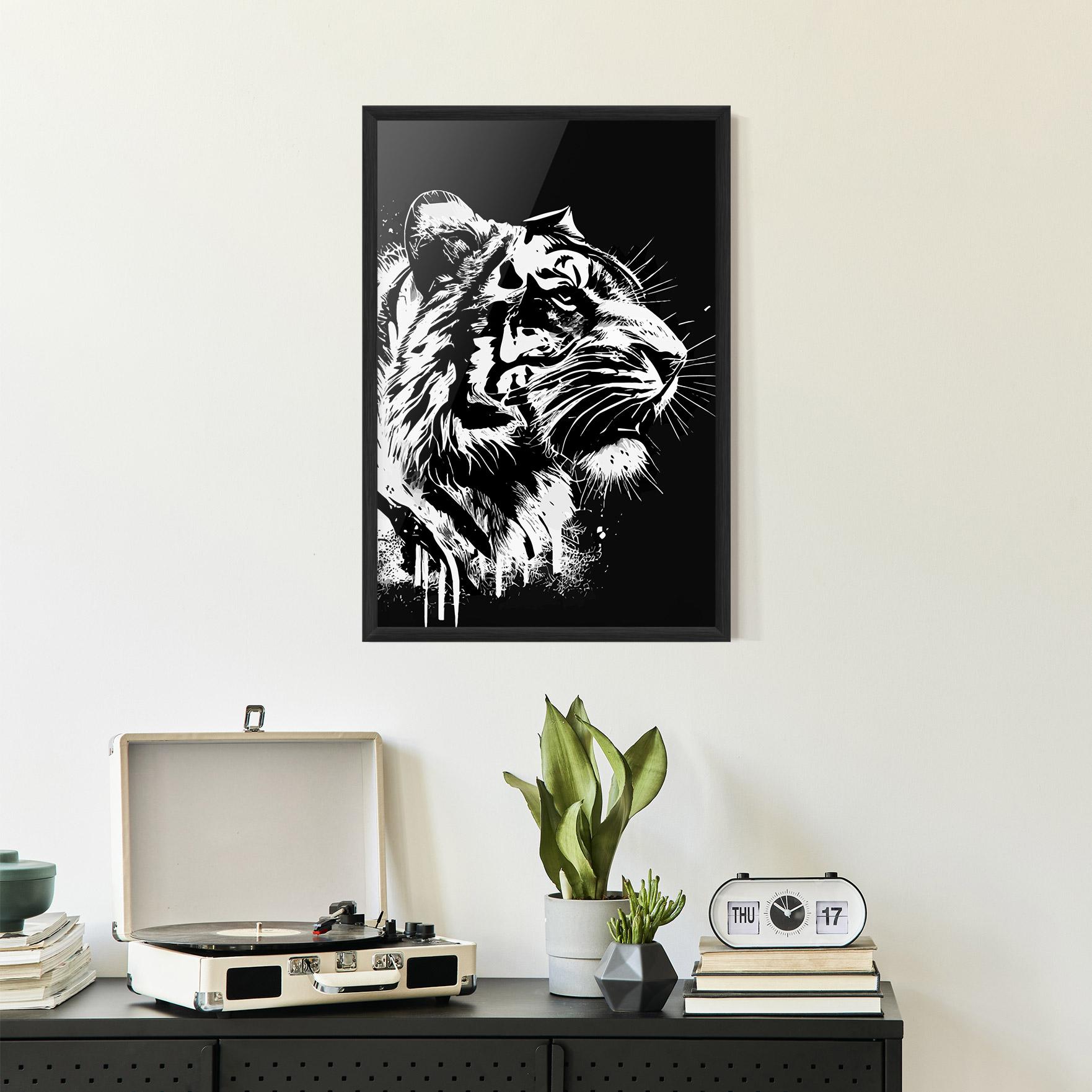 Keretezett Poszter White Ink Tiger mockup 2