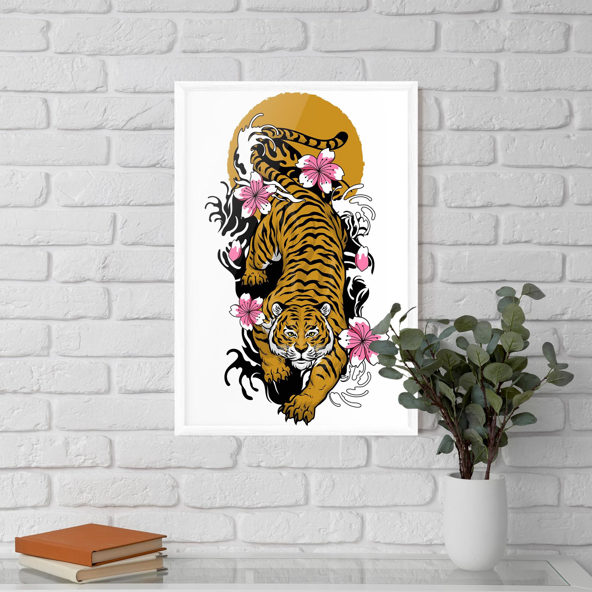 Keretezett Poszter Japanese Style Tiger mockup 5