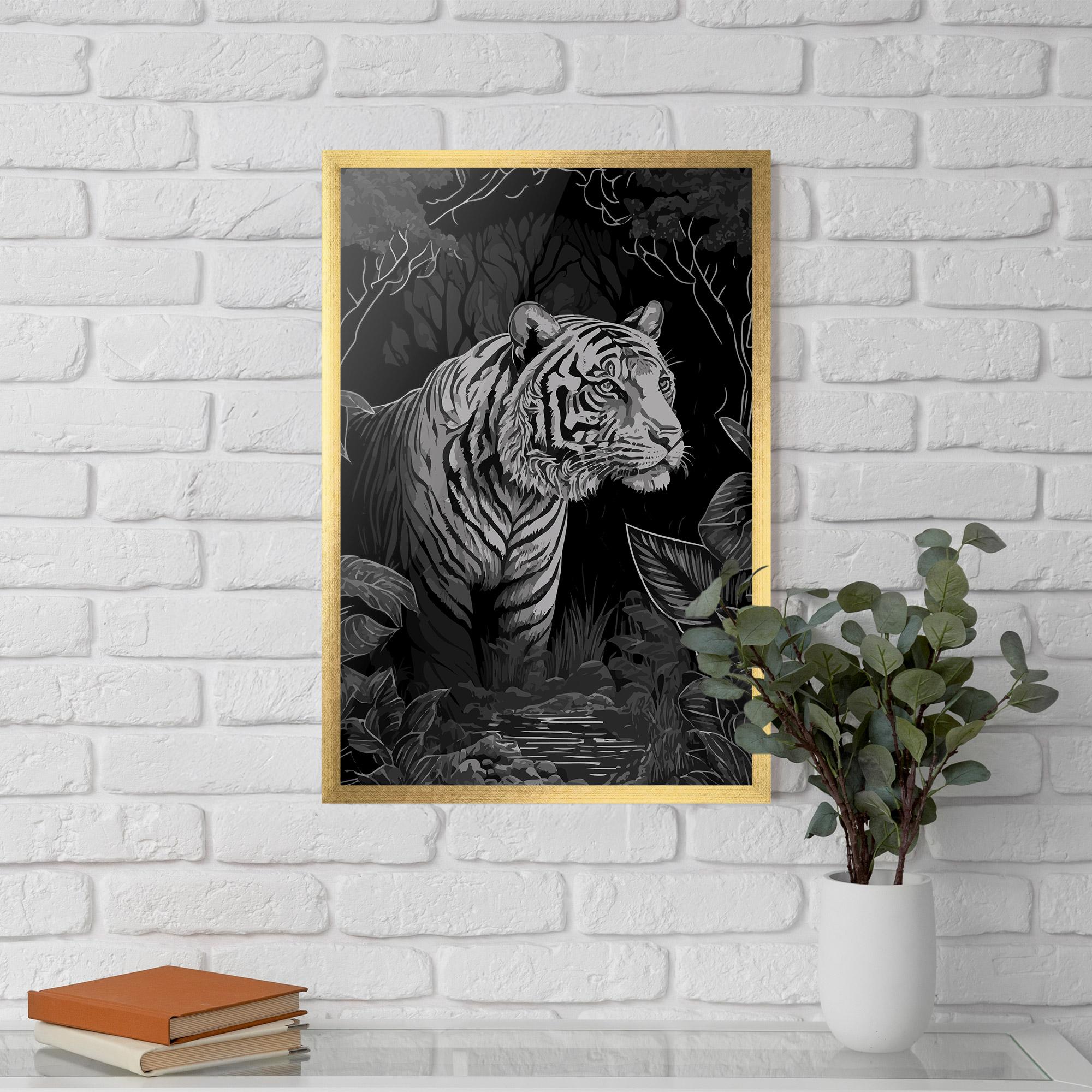 Keretezett Poszter Grey Tiger mockup 5