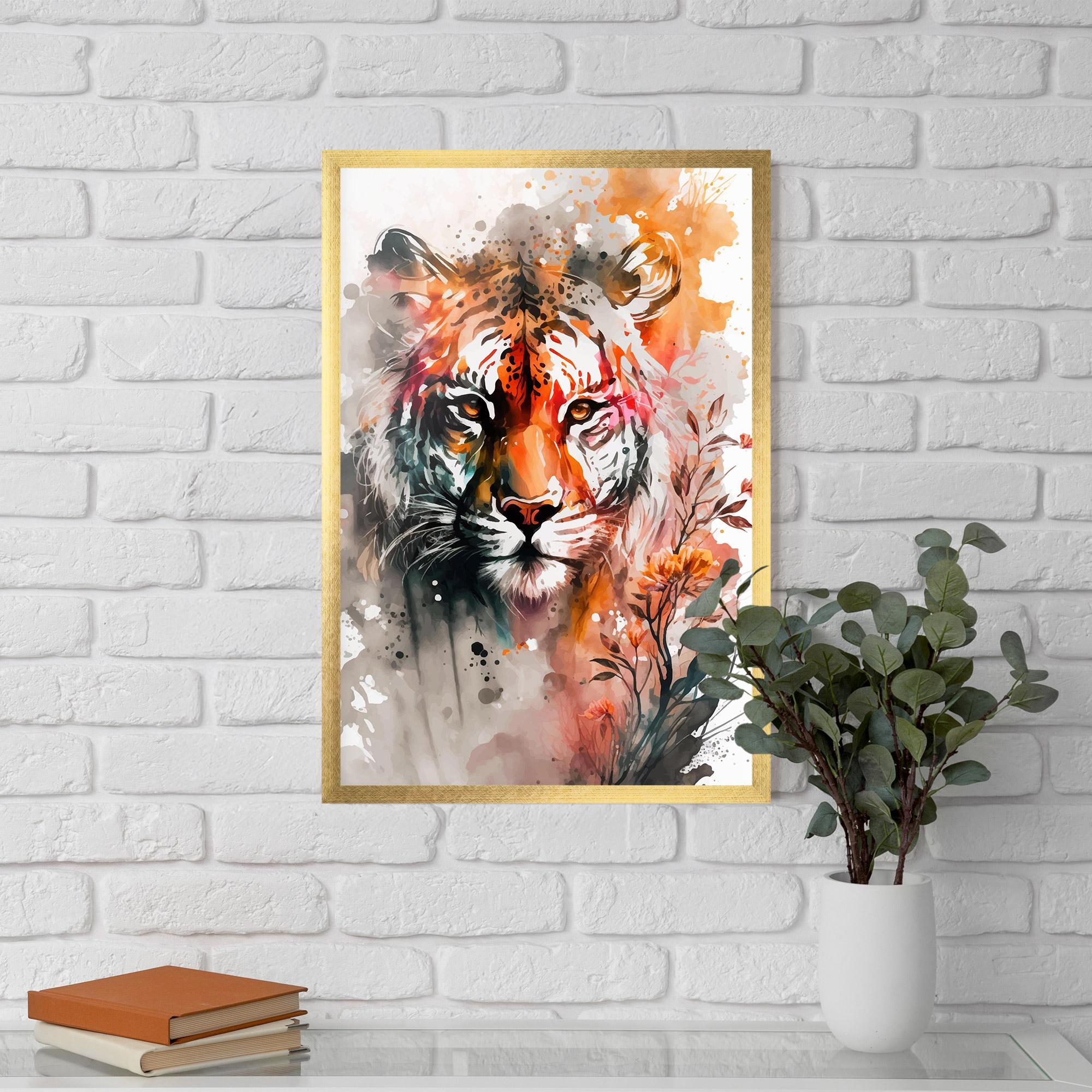 Keretezett Poszter Orange Art Tiger mockup 5