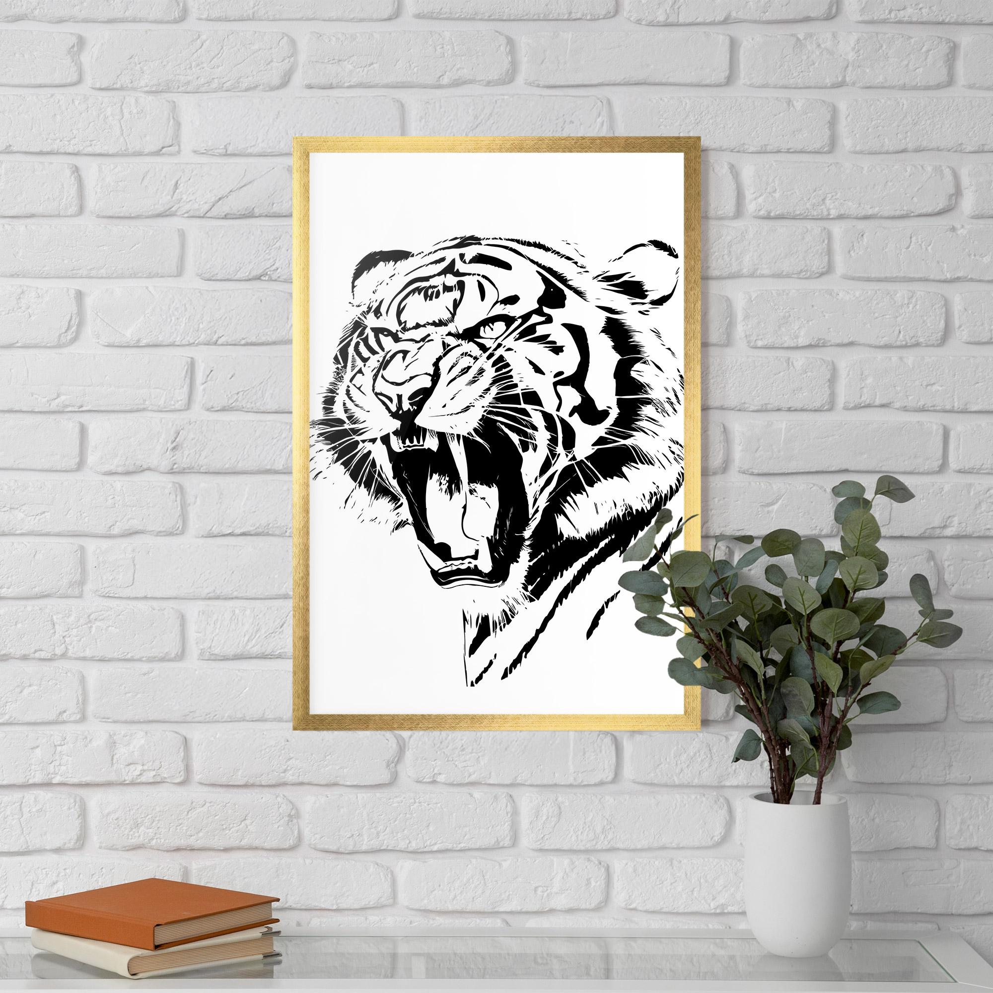 Keretezett Poszter Roaring Tiger mockup 5
