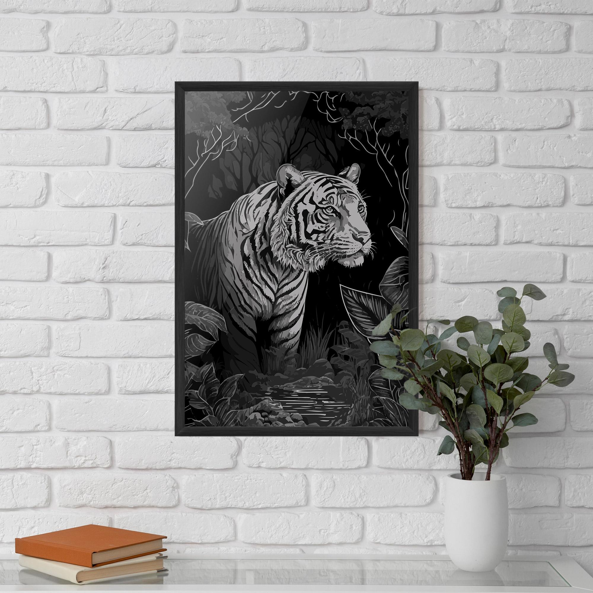 Keretezett Poszter Grey Tiger mockup 5