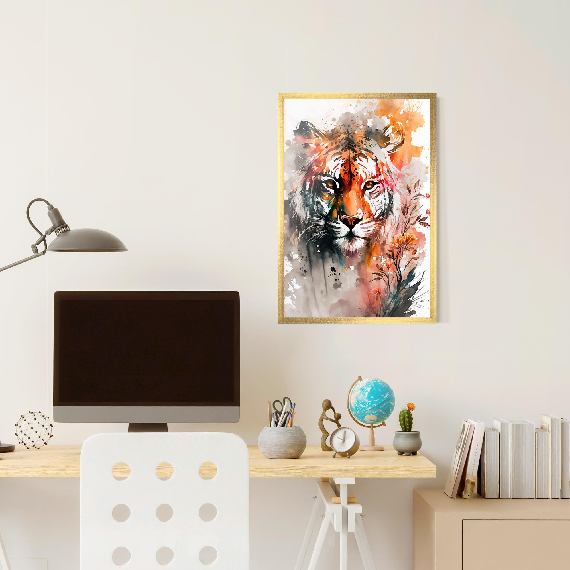 Keretezett Poszter Orange Art Tiger mockup 6