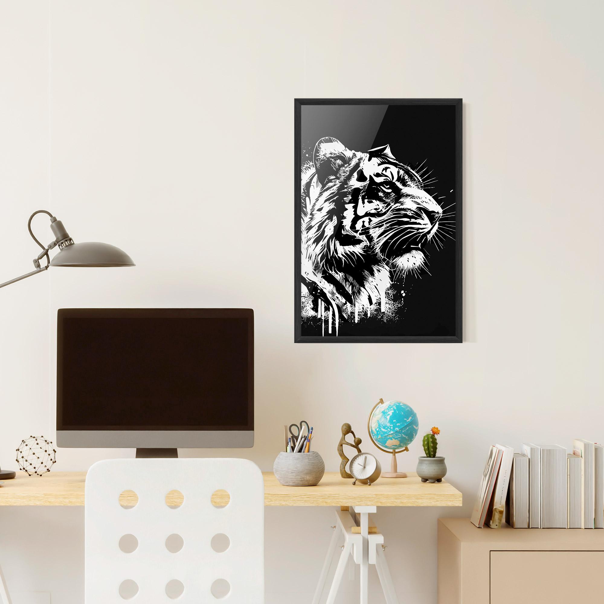 Keretezett Poszter White Ink Tiger mockup 6